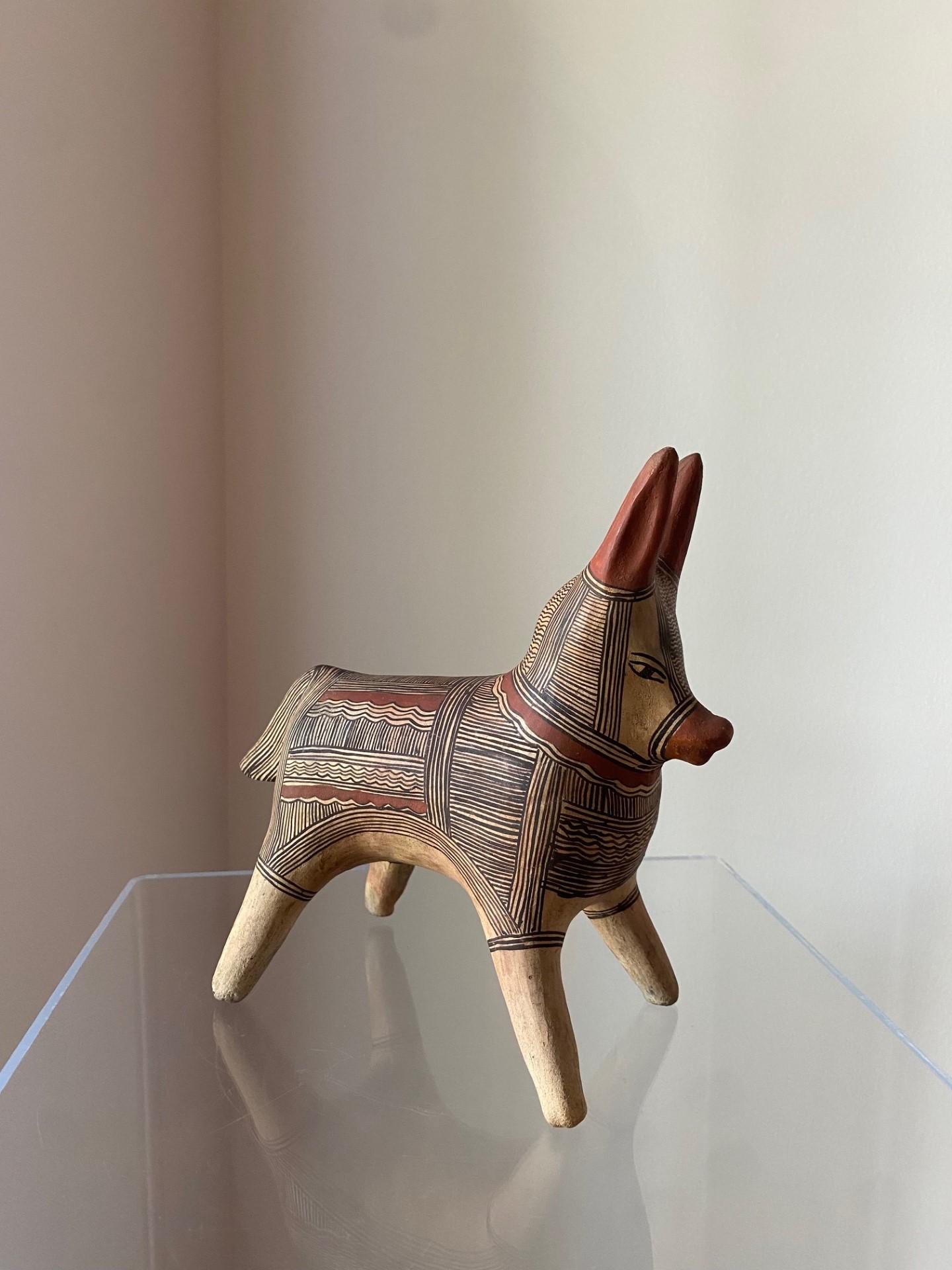 Vintage 1960s Mexican Folk Art Pottery Donkey Sculpture For Sale 1