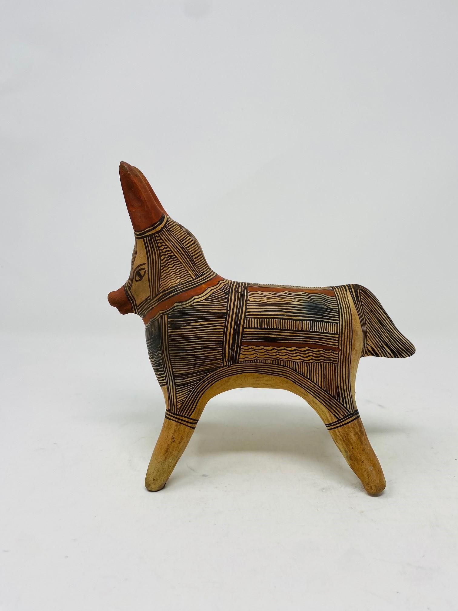 Mexicain Vintage 1960s Mexican Folk Art Pottery Donkey Sculpture en vente