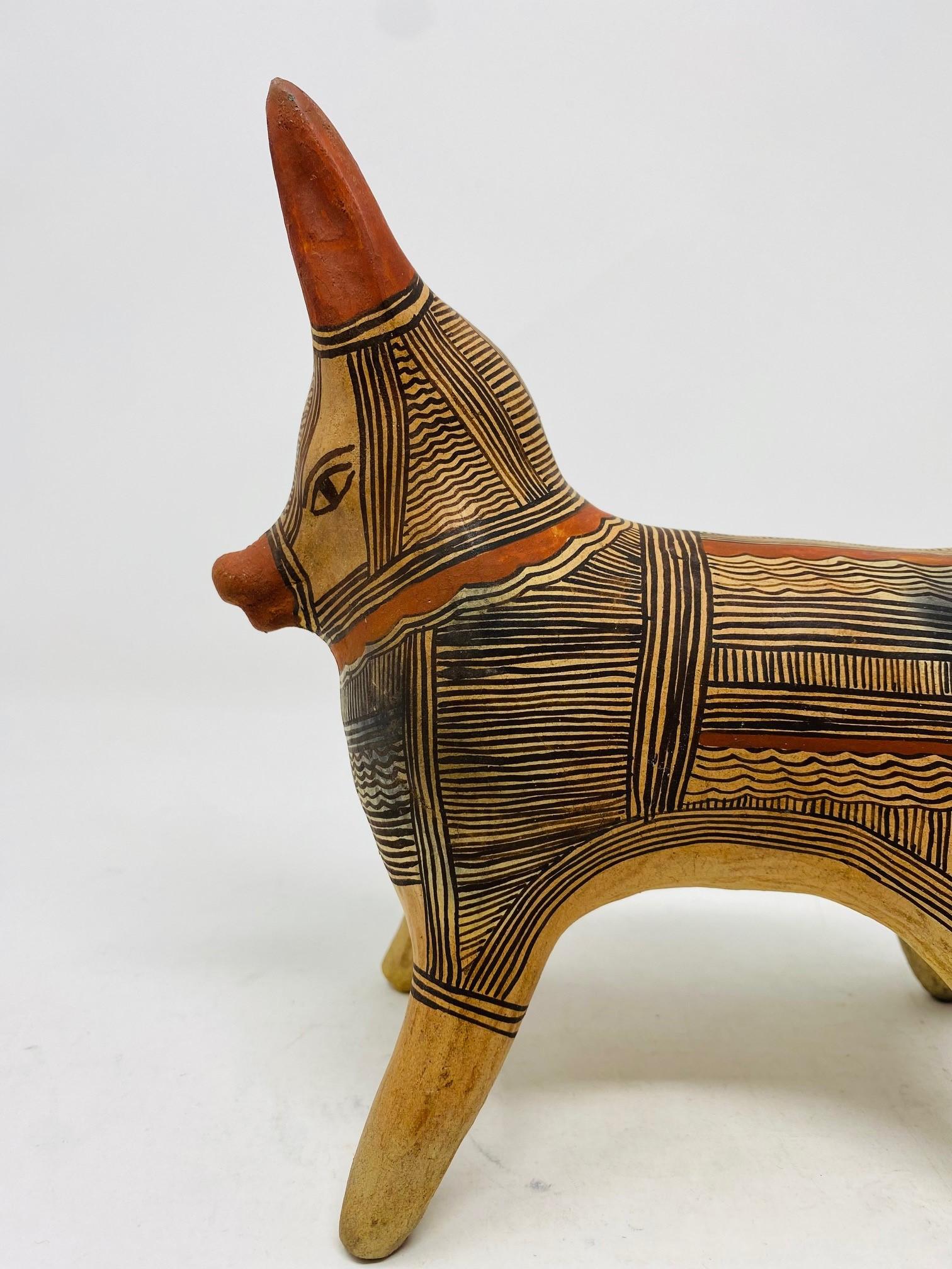 Fait main Vintage 1960s Mexican Folk Art Pottery Donkey Sculpture en vente