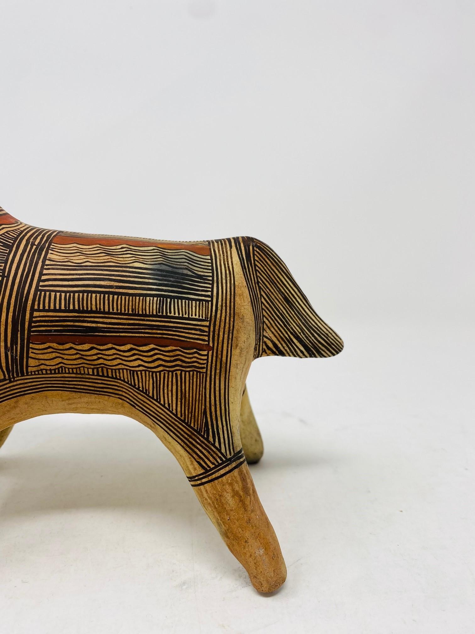 Mid-Century Modern Vintage 1960s Mexican Folk Art Pottery Donkey Sculpture For Sale