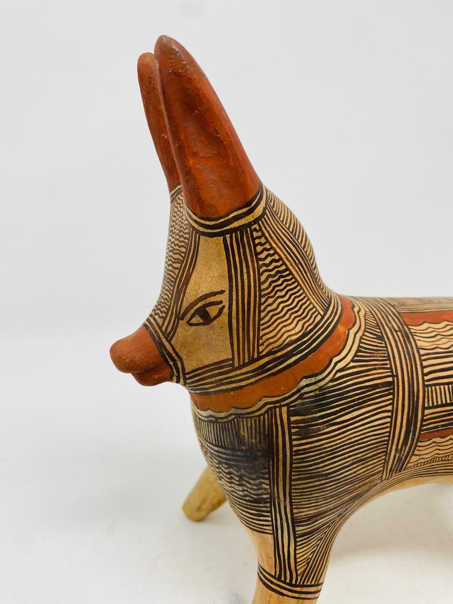 Hand-Crafted Vintage 1960s Mexican Folk Art Pottery Donkey Sculpture For Sale