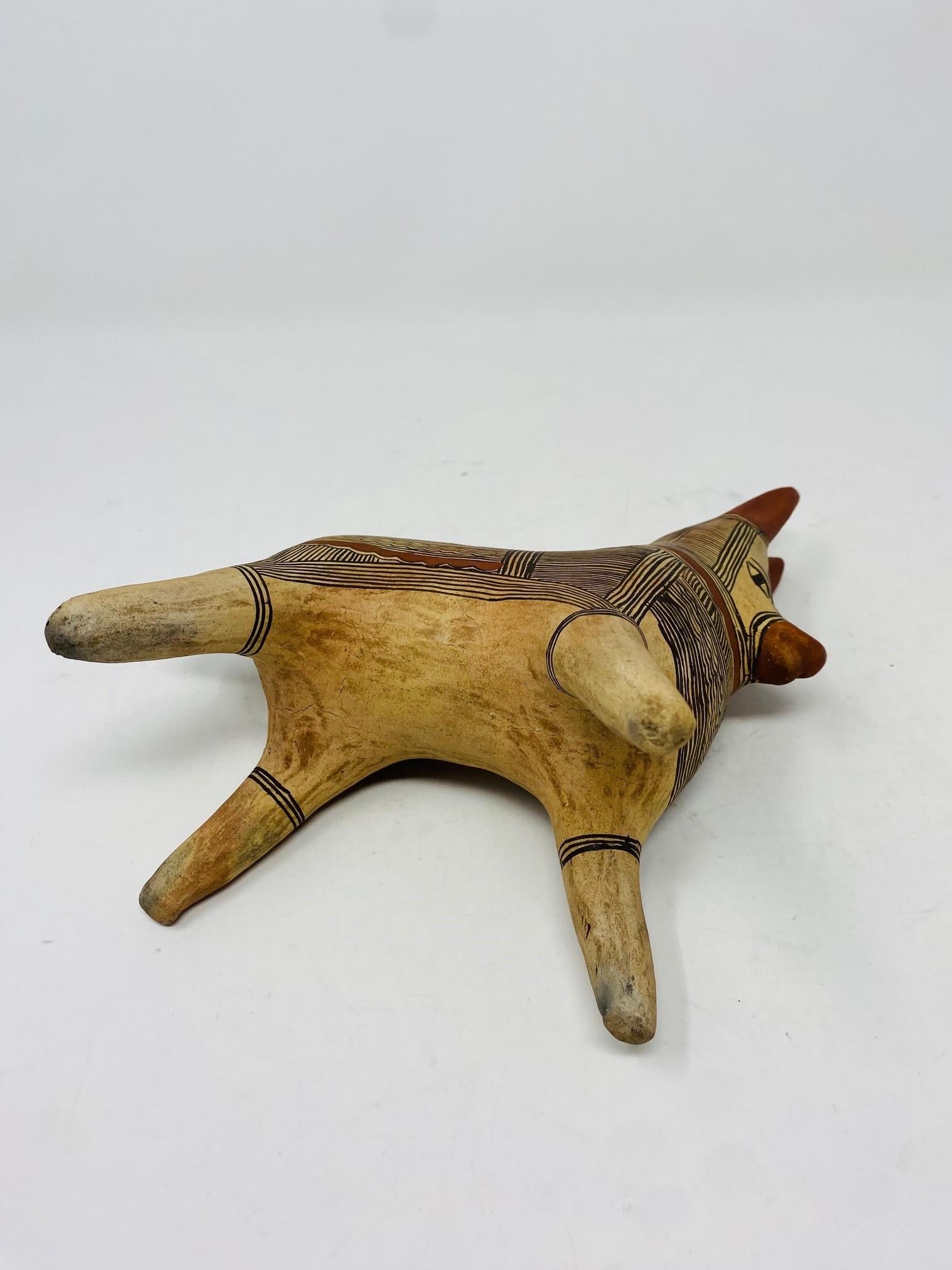 Vintage 1960s Mexican Folk Art Pottery Donkey Sculpture In Good Condition For Sale In San Diego, CA