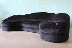 Vintage Michael Taylor Designs Schiaperelli Sofa 121.5" Couch, Black Allig