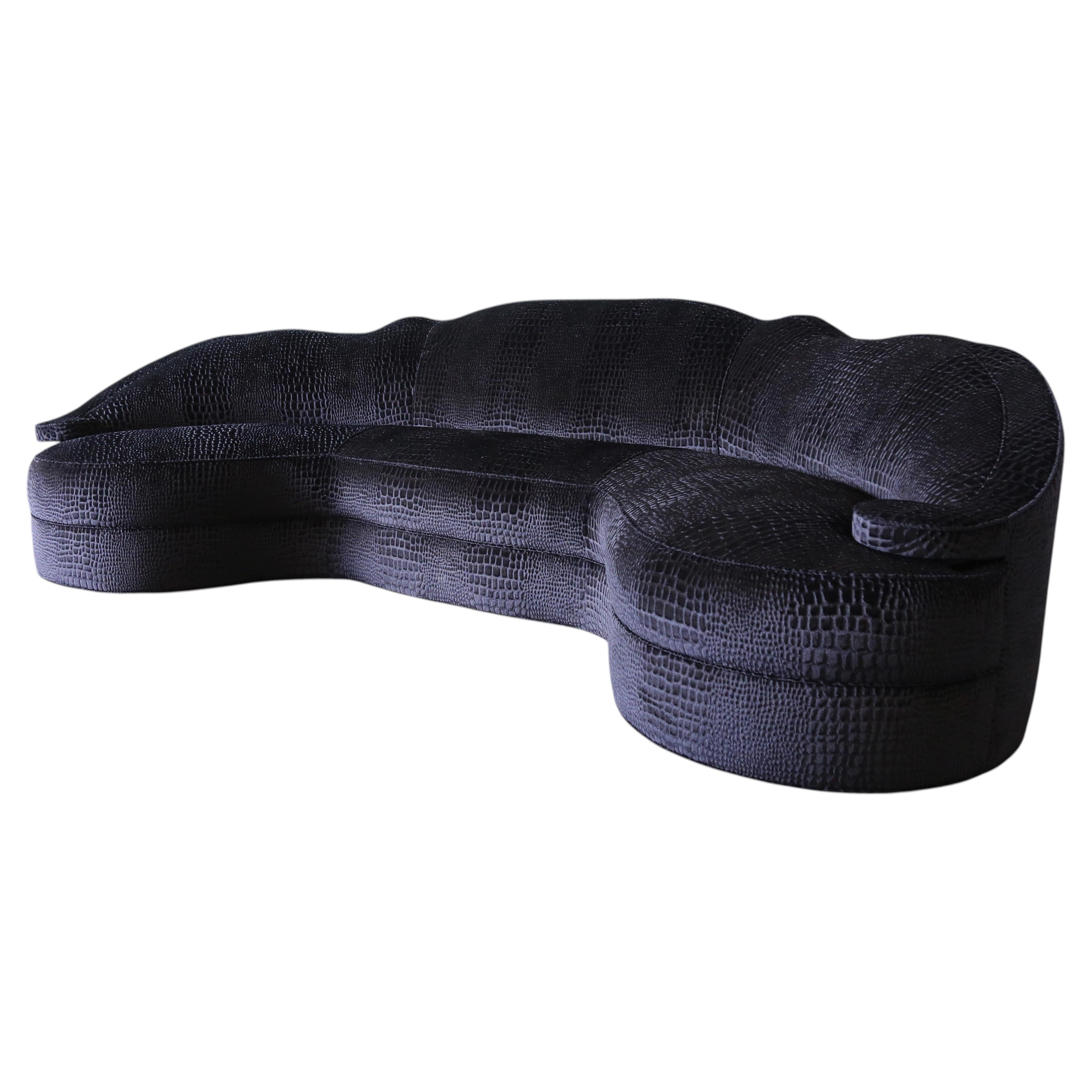Vintage Michael Taylor Designs Schiaperelli Sofa 121.5" Couch, Black Allig