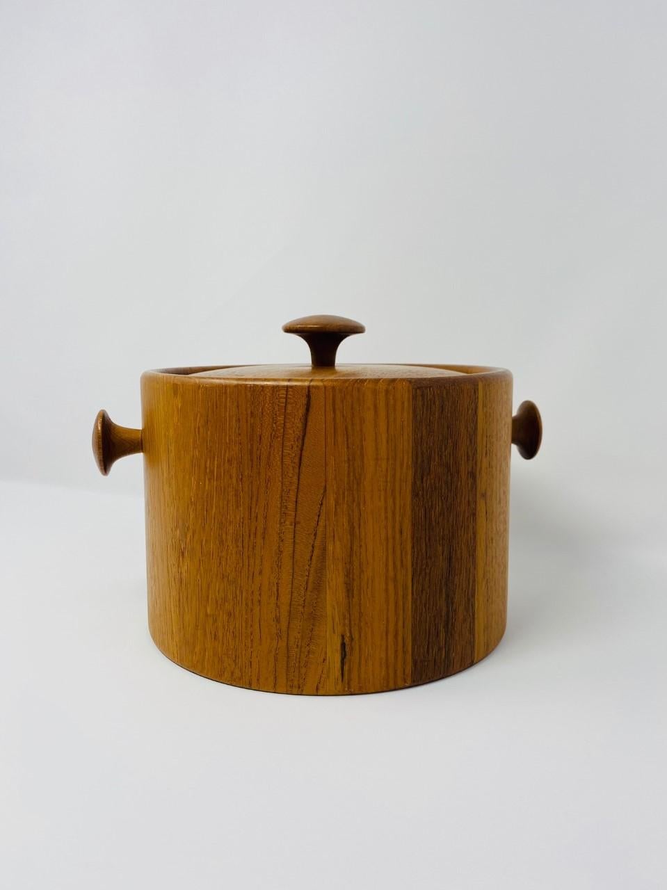 teak ice bucket vintage