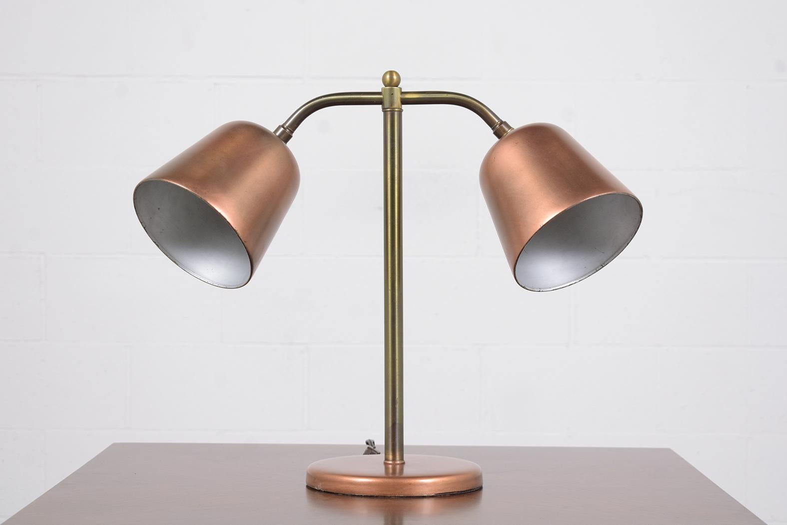 Hand-Crafted Vintage 1960s Mid-Century Modern Brass Table Lamp For Sale