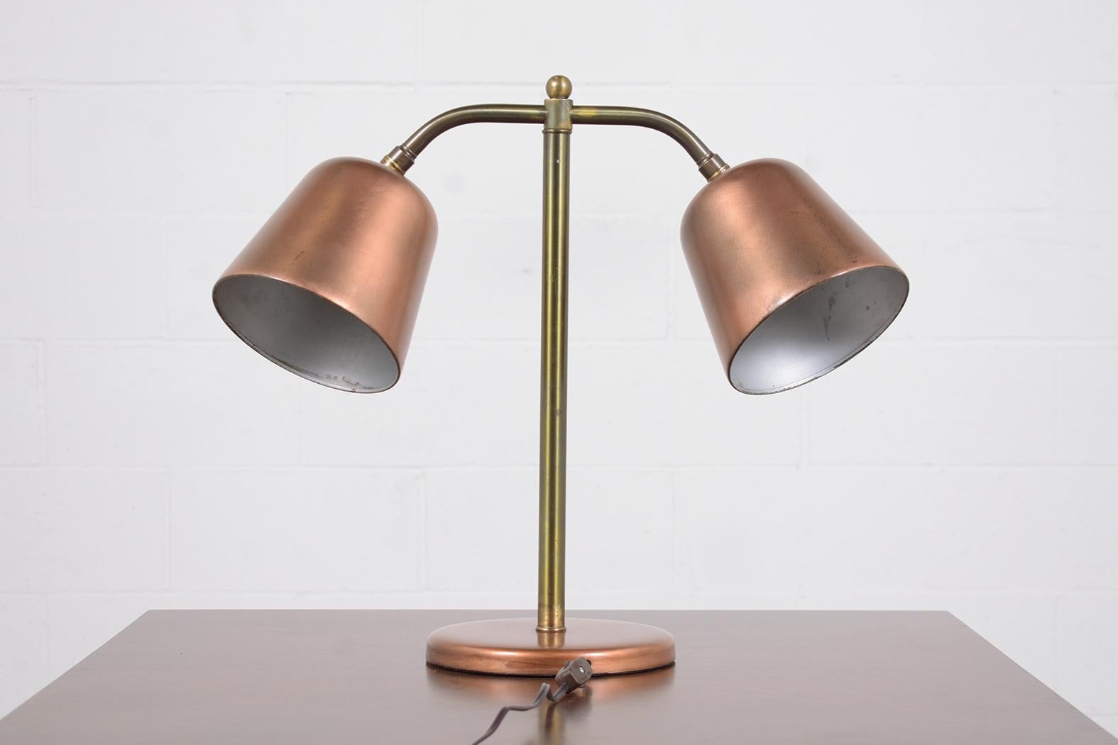 Mid-20th Century Vintage 1960s Mid-Century Modern Brass Table Lamp For Sale