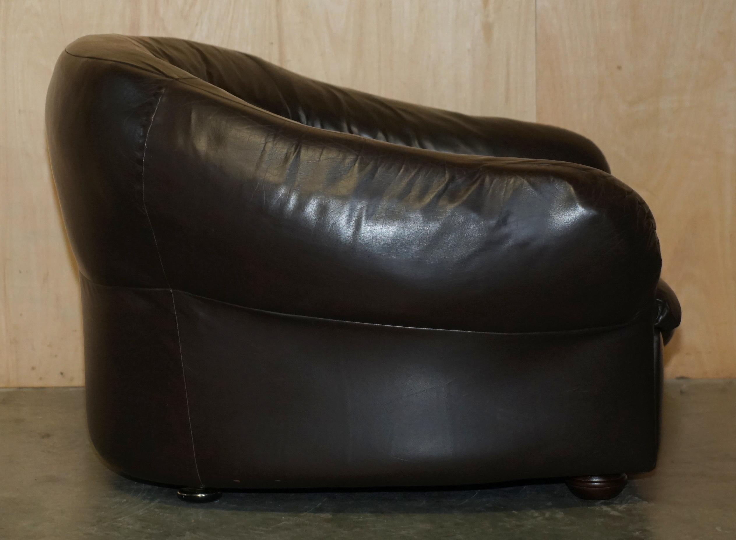 VINTAGE 1960's MID CENTURY MODERN DANISH BROWN LEATHER SOFA & ARMCHAIR SUITE For Sale 12