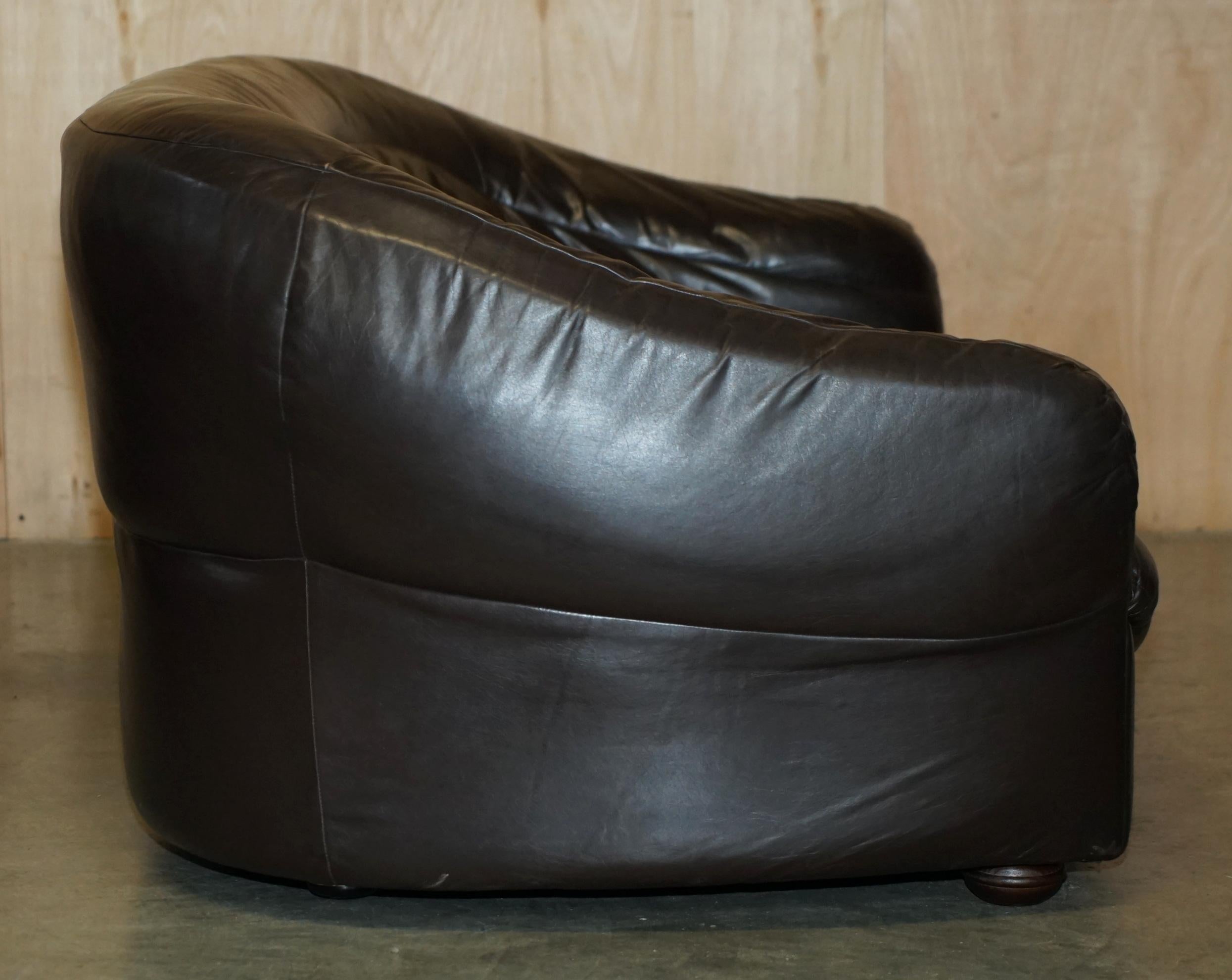 VINTAGE 1960's MID CENTURY MODERN DANISH BROWN LEATHER SOFA & ARMCHAIR SUITE For Sale 1