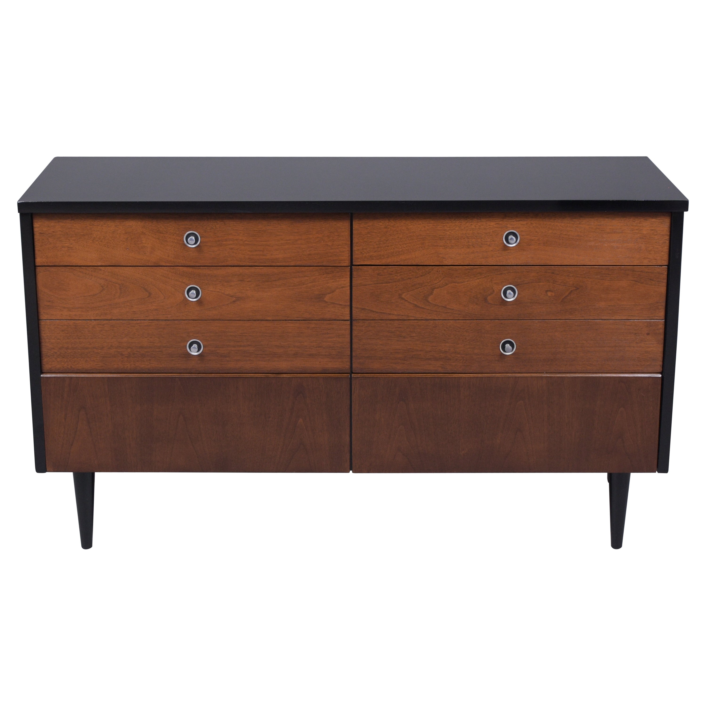 Vintage 1960s Mid Century Modern Mahogany Dresser in Walnut 
Ebonized Finish For Sale