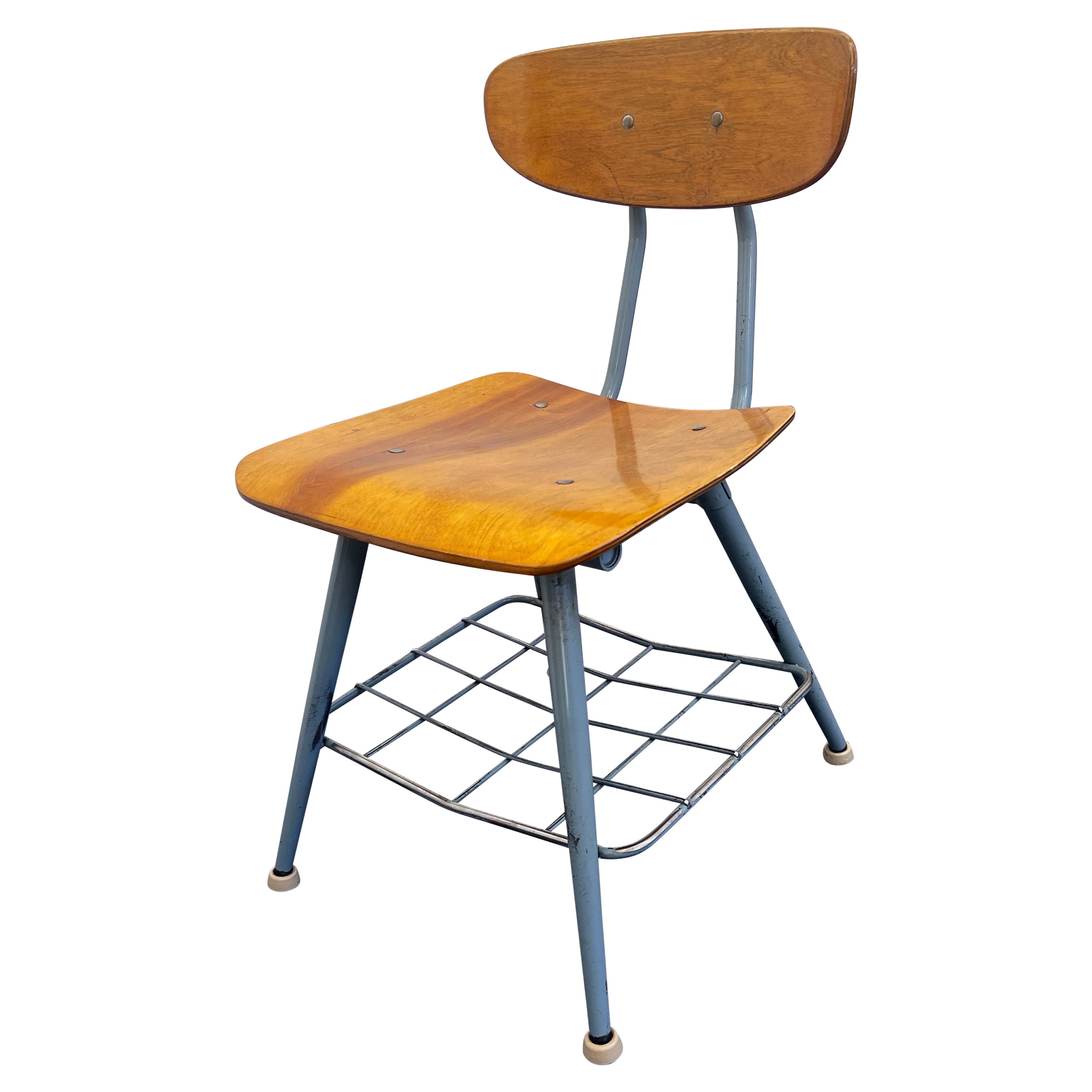 Vintage 1960s Mid-Century Modern Steel and Bent Wood Chairs by American Seating