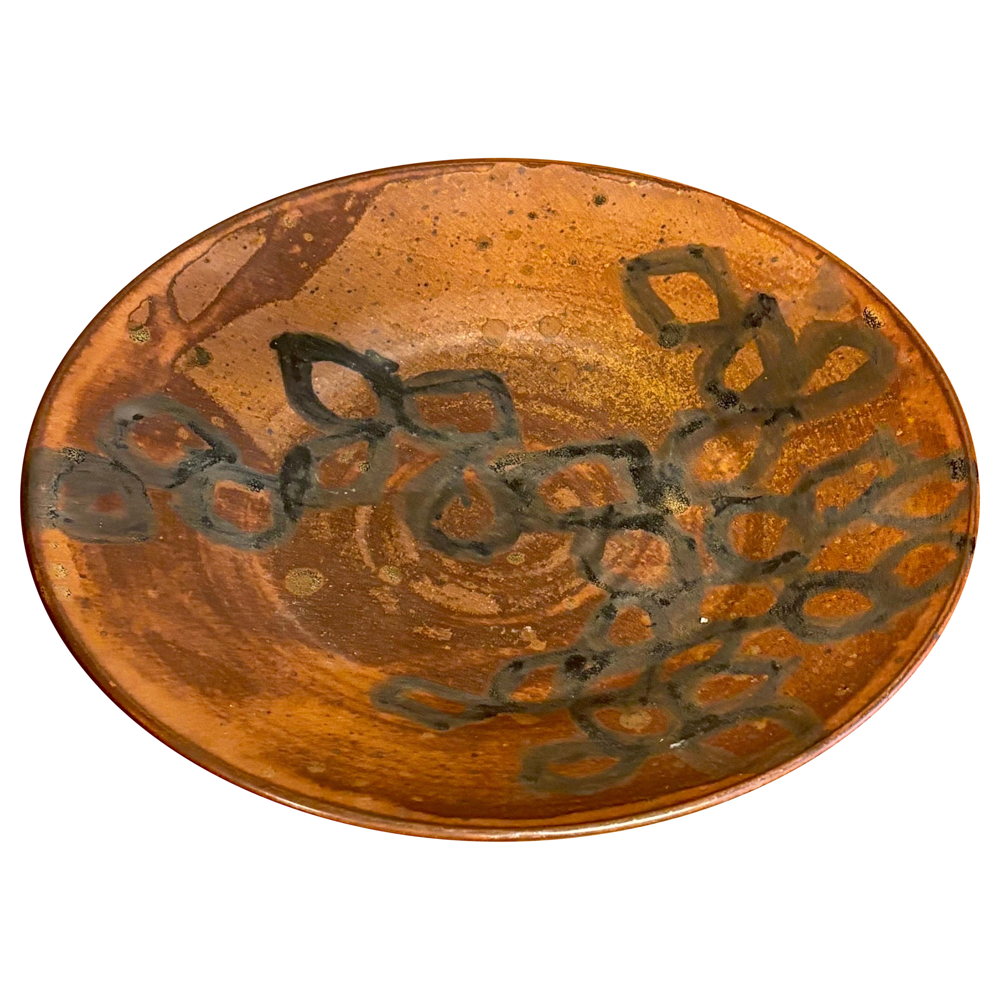 Vintage 1960s Mid-Century Modern Studio Ceramic Plate, Signed