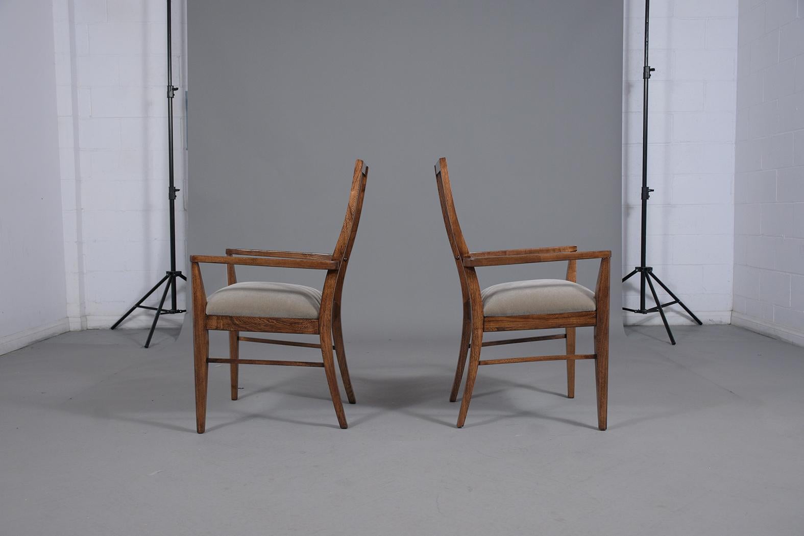 Pair of Vintage 1960s Mid-Century Modern Walnut High Back Chairs For Sale 4