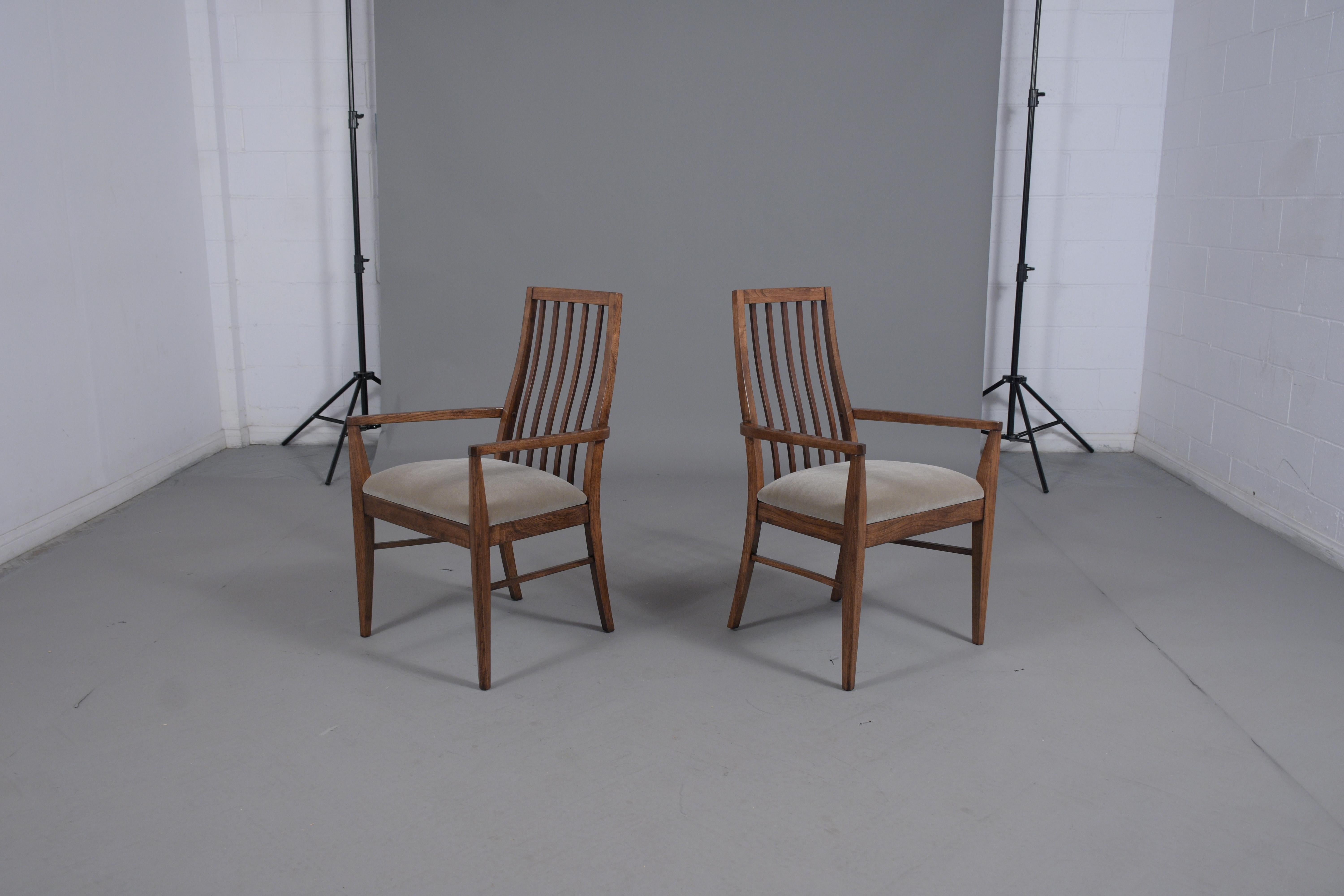 Mid-20th Century Pair of Vintage 1960s Mid-Century Modern Walnut High Back Chairs For Sale