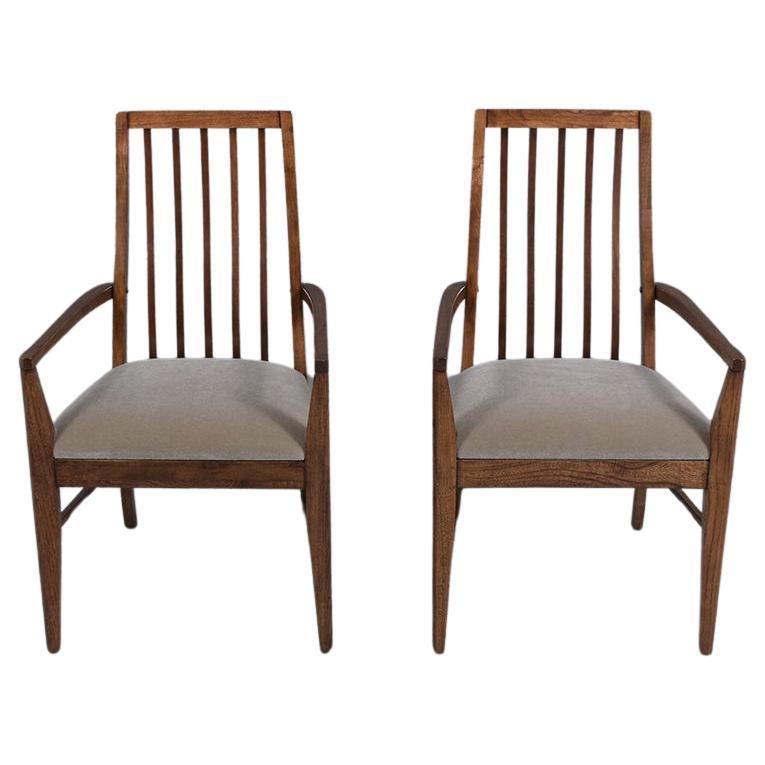 Pair of Vintage 1960s Mid-Century Modern Walnut High Back Chairs For Sale