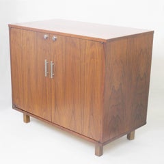 Vintage 1960's Mid-Century Modern Walnut Mini Bar Fridge Liquor Cabinet
