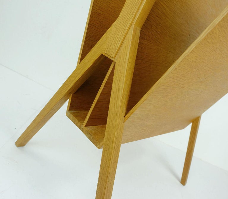Vintage 1960s Mid-Century Modernist Oak Magazine Rack For Sale at 1stDibs