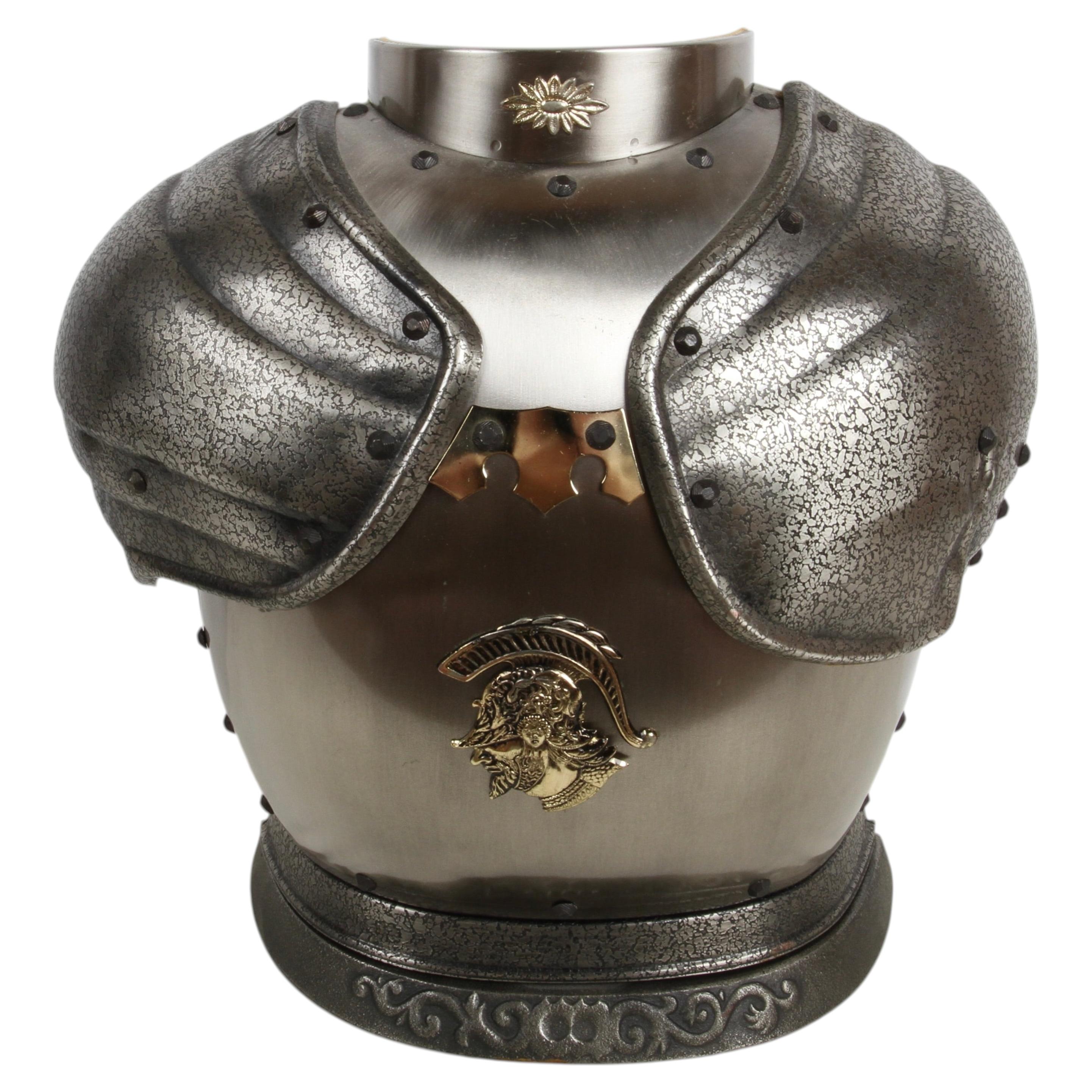 Vintage 1960s Mid-Century Roman Suit of Armor Novelty Decanter Dry Bar Set
