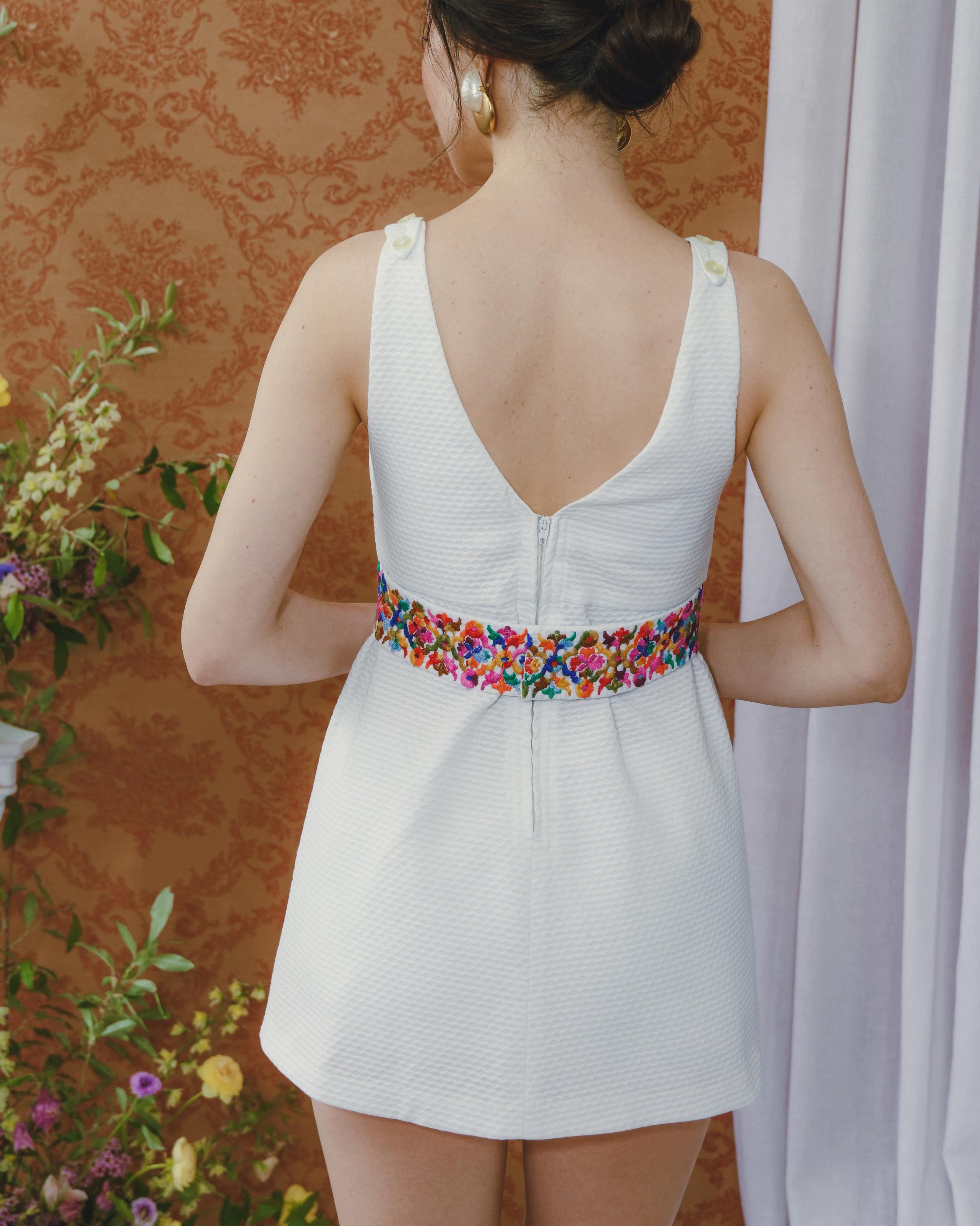 Vintage 1960s Minidress With Floral-Embroidered Belt And Matching Bloomers 2