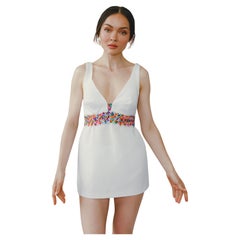 Vintage 1960s Minidress With Floral-Embroidered Belt And Matching Bloomers