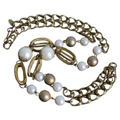 Vintage 1960's Miriam Haskell Chain and Pearl Necklace