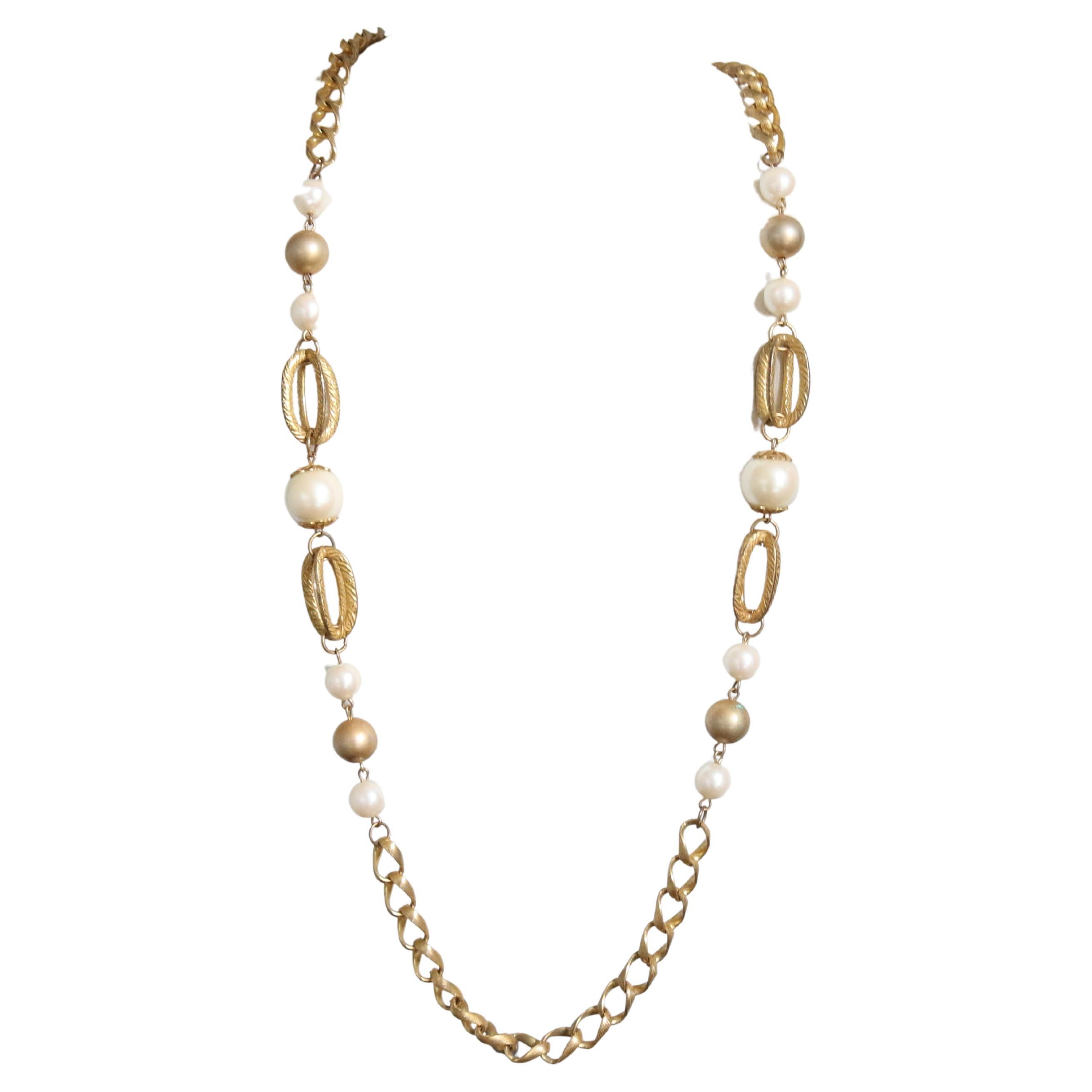 Miriam Haskell Vintage 1960er Jahre Halskette mit Kette und Perlenkette  im Angebot