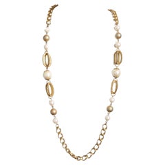 Retro 1960's Miriam Haskell Chain and Pearl Necklace 