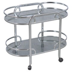 Vintage 1960s Modern Steel and Glass Bar Cart