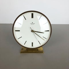 Vintage 1960s Modernist Brass Metal Ato, Mat Table Clock by Junghans, Germany