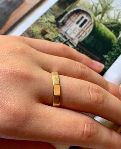 Modernist 14K Yellow Gold Dodecagon Band Ring, Circa 1960s, Size 10.75