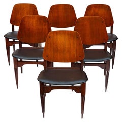 Modernistisches Vintage-Set aus 6 Stühlen, italienisches Design von Fratelli Proserpio, 1960er Jahre, Vintage