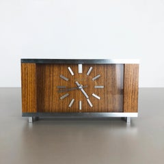 Vintage 1960s Modernist Wooden Table Clock by Dugena, Germany