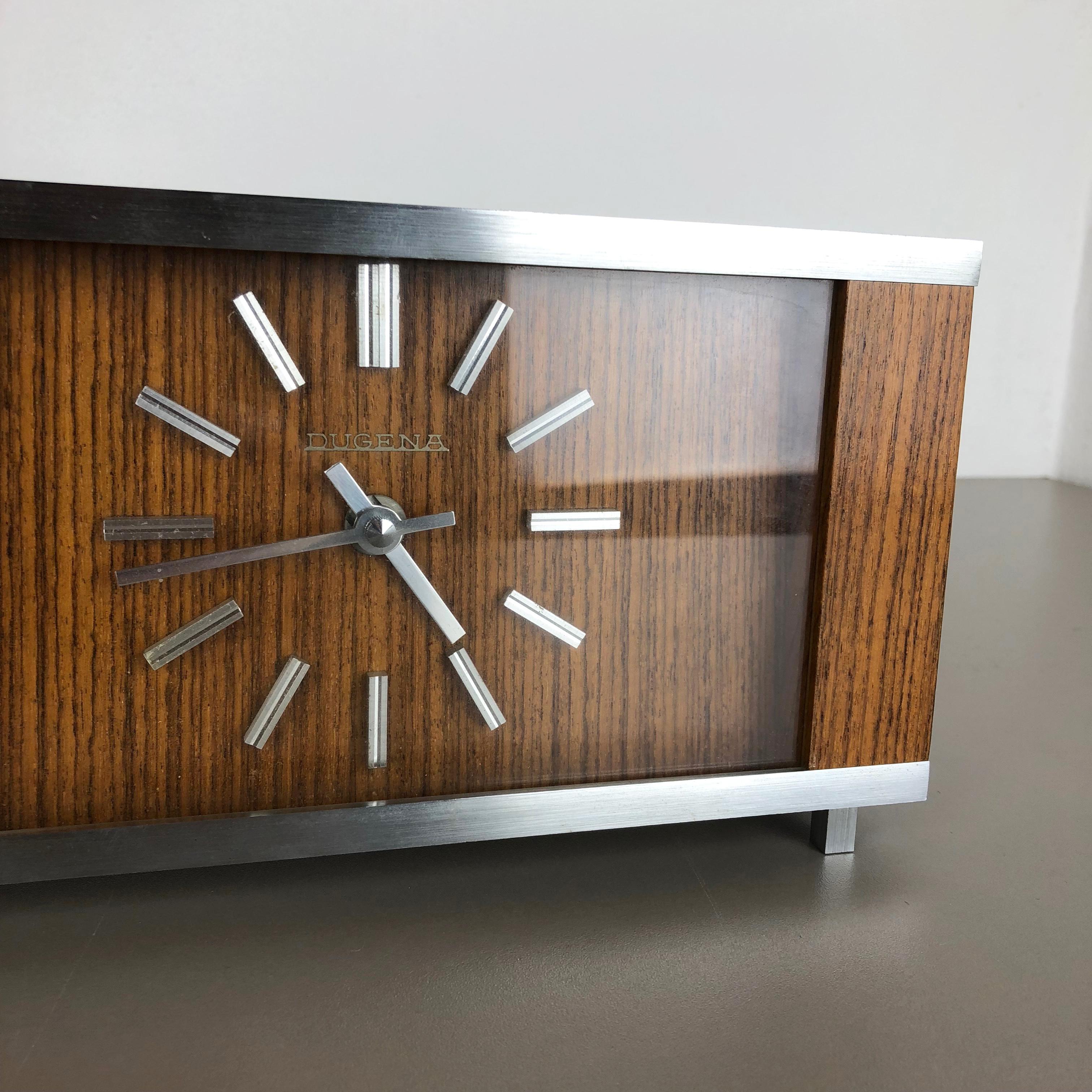 20th Century Vintage 1960s Modernist Wooden Table Clock by Dugena, Germany
