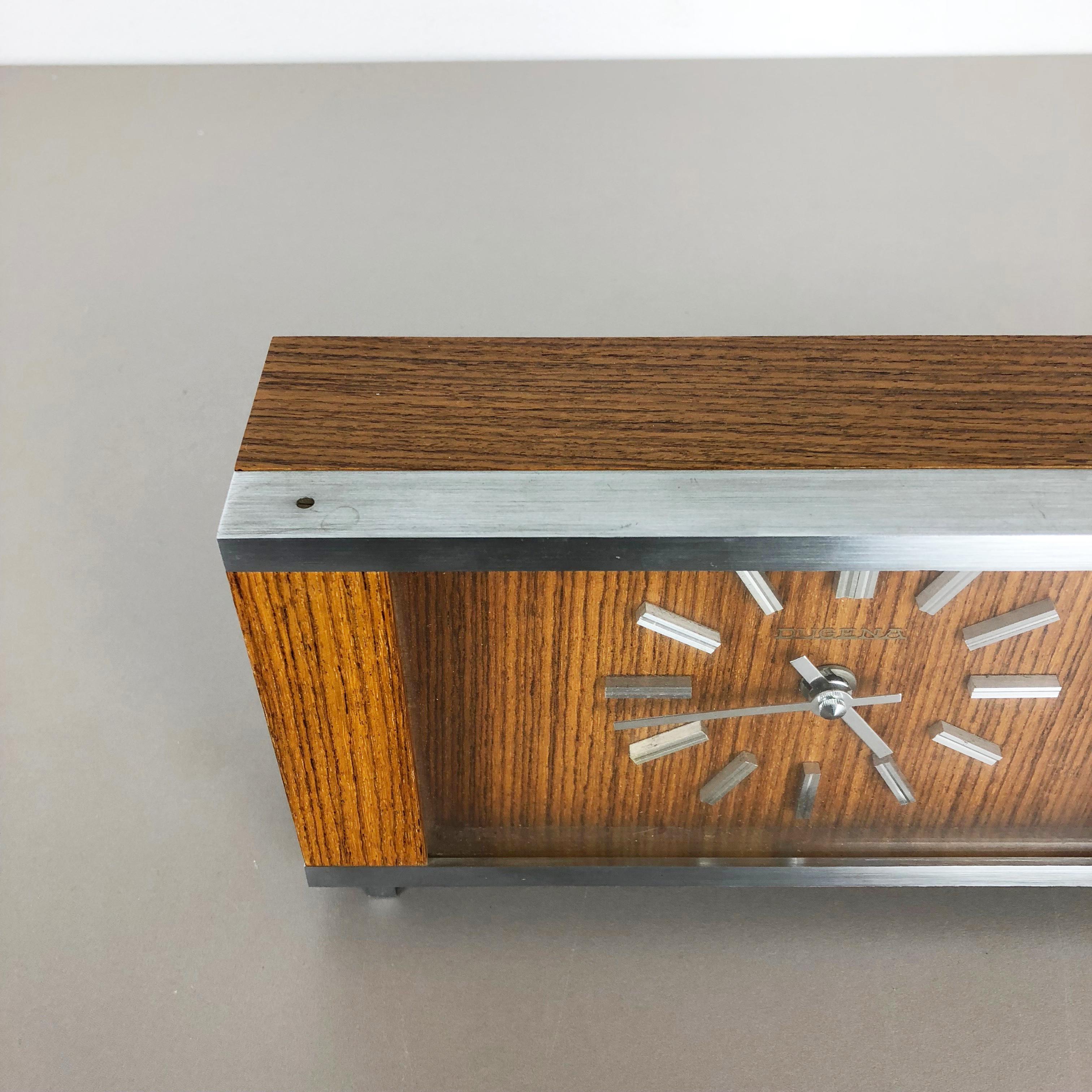 Vintage 1960s Modernist Wooden Table Clock by Dugena, Germany 1