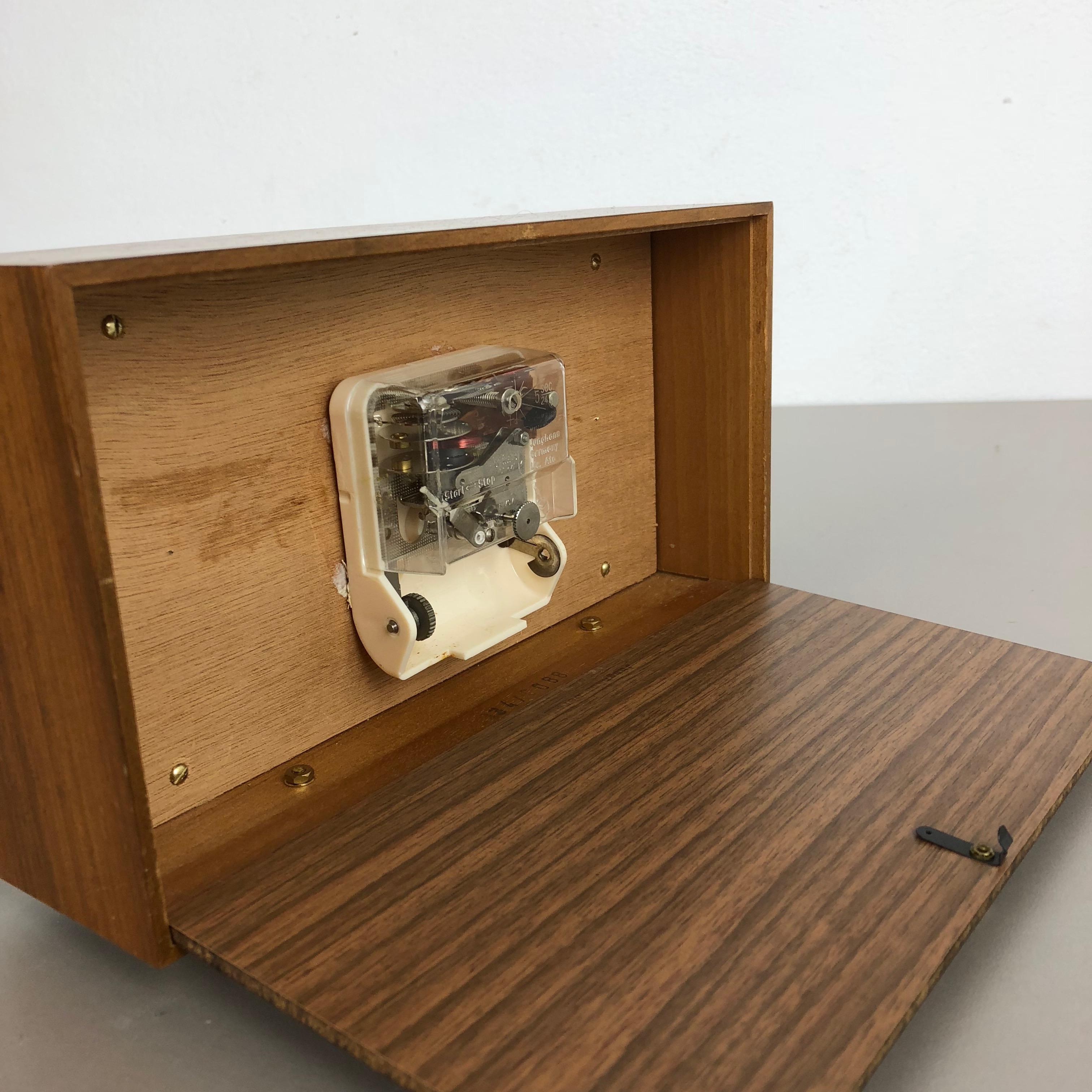 Vintage 1960s Modernist Wooden Teak Table Clock by Junghans Electronic, Germany 3