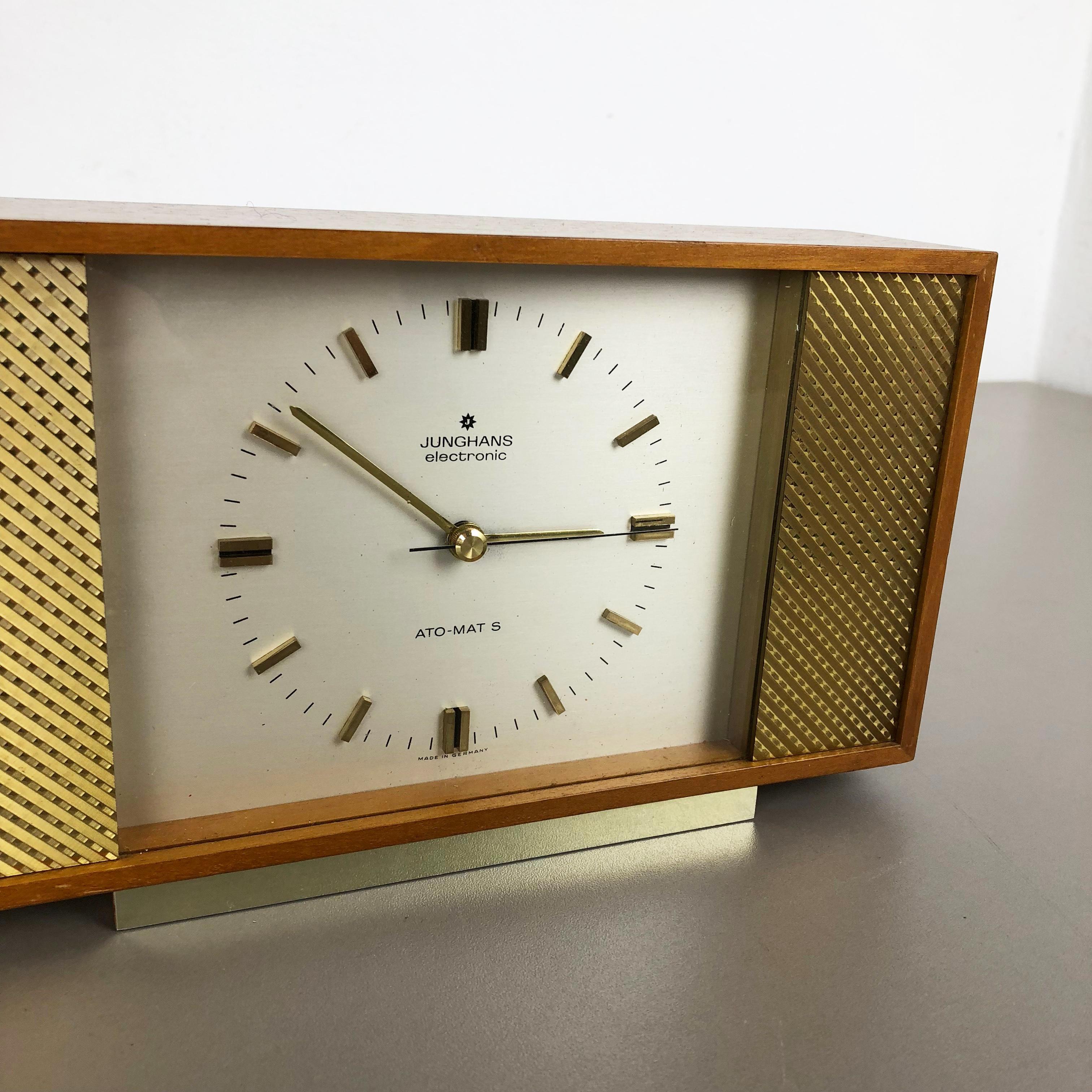 20th Century Vintage 1960s Modernist Wooden Teak Table Clock by Junghans Electronic, Germany