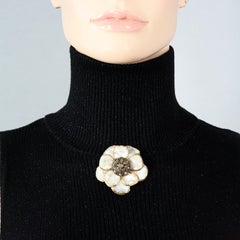 Vintage 1960s MONIQUE VEDIE Camellia Flower Talosel Resin Brooch