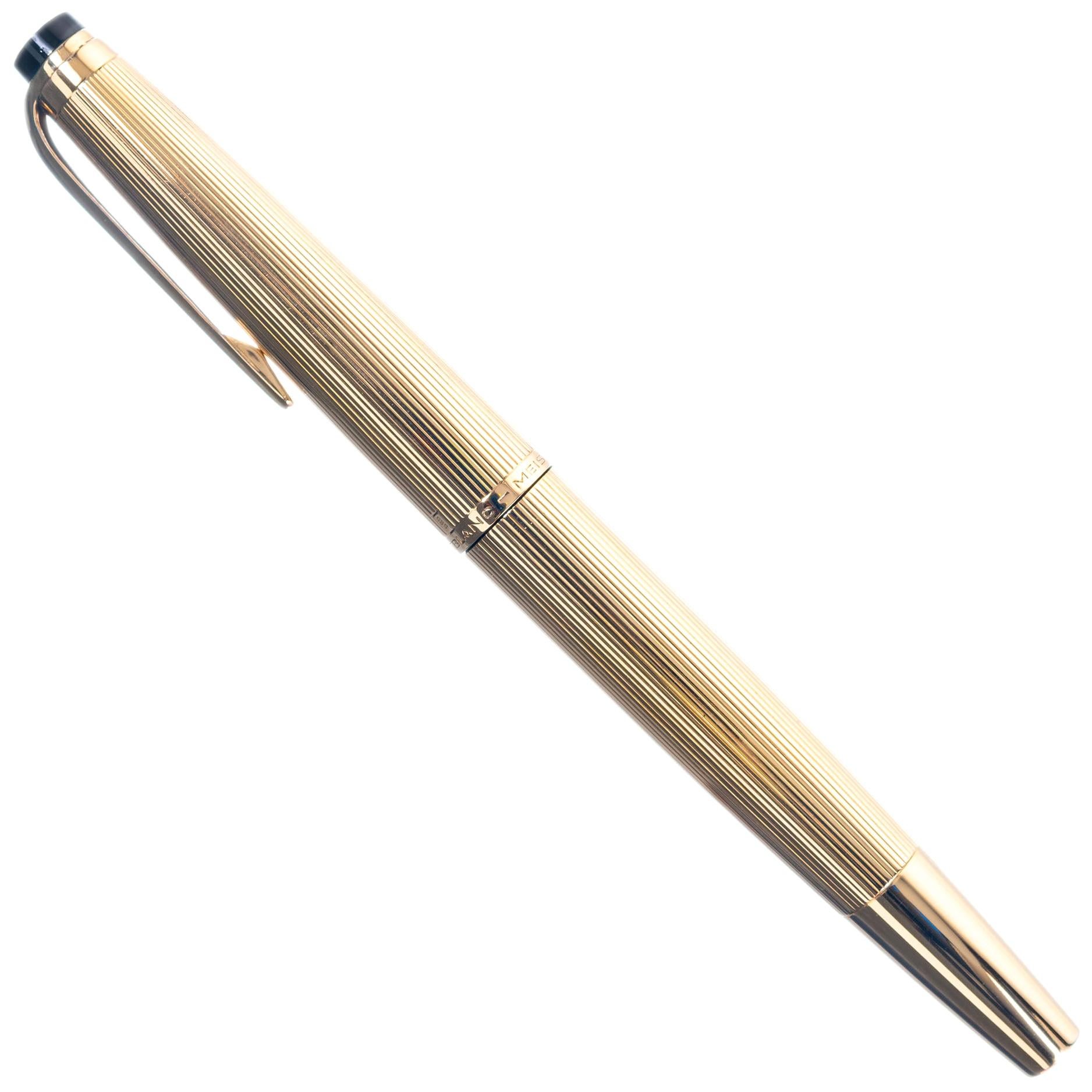 Germany Montblanc 1980's MONTBLANC heavy 23K Gold finish Rollerball Pen in all Metal 