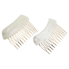 Vintage 1960's mother of pearl hair combs 1960s vintage bird hair slides