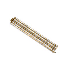 Vintage 1960s Multi-Color White Gold and Yellow Gold Wide Bracelet