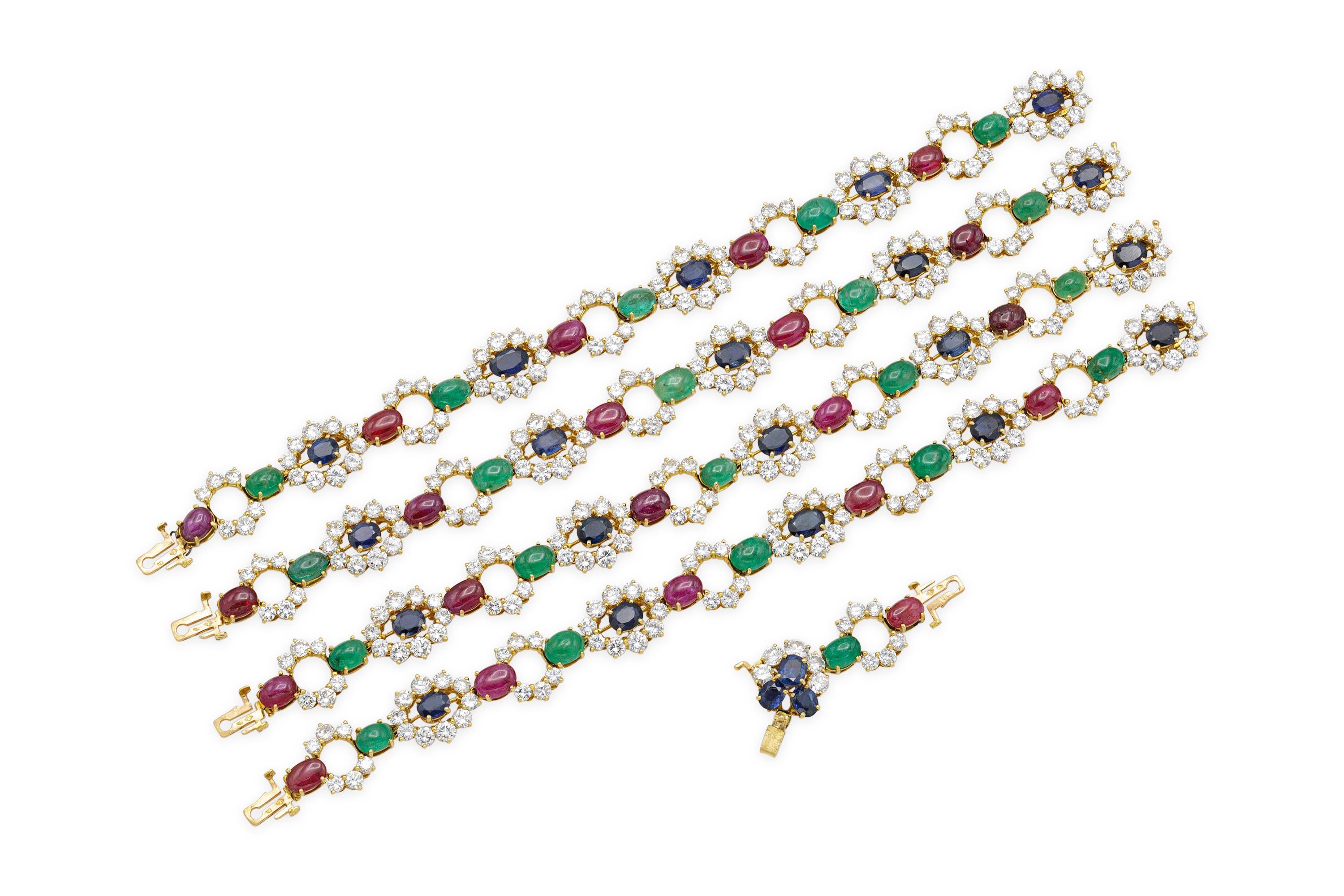 Vintage 1960s Multi-Gemstone Brooch Pendant Sautoir Necklace For Sale 2
