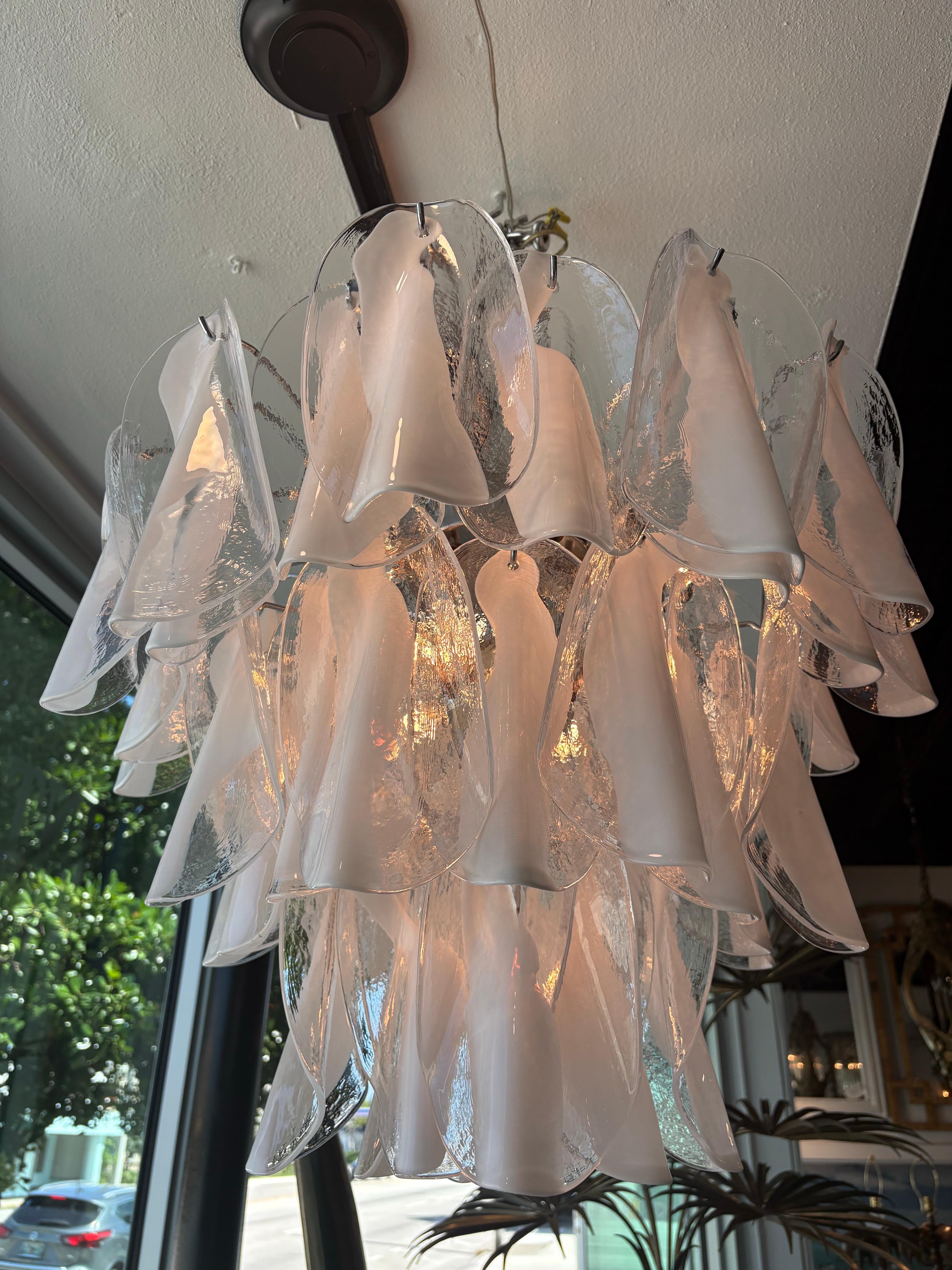 Vintage By 1960 Mazzega Murano Grande Lampadario a 3 livelli in vetro Cromo in vendita 10