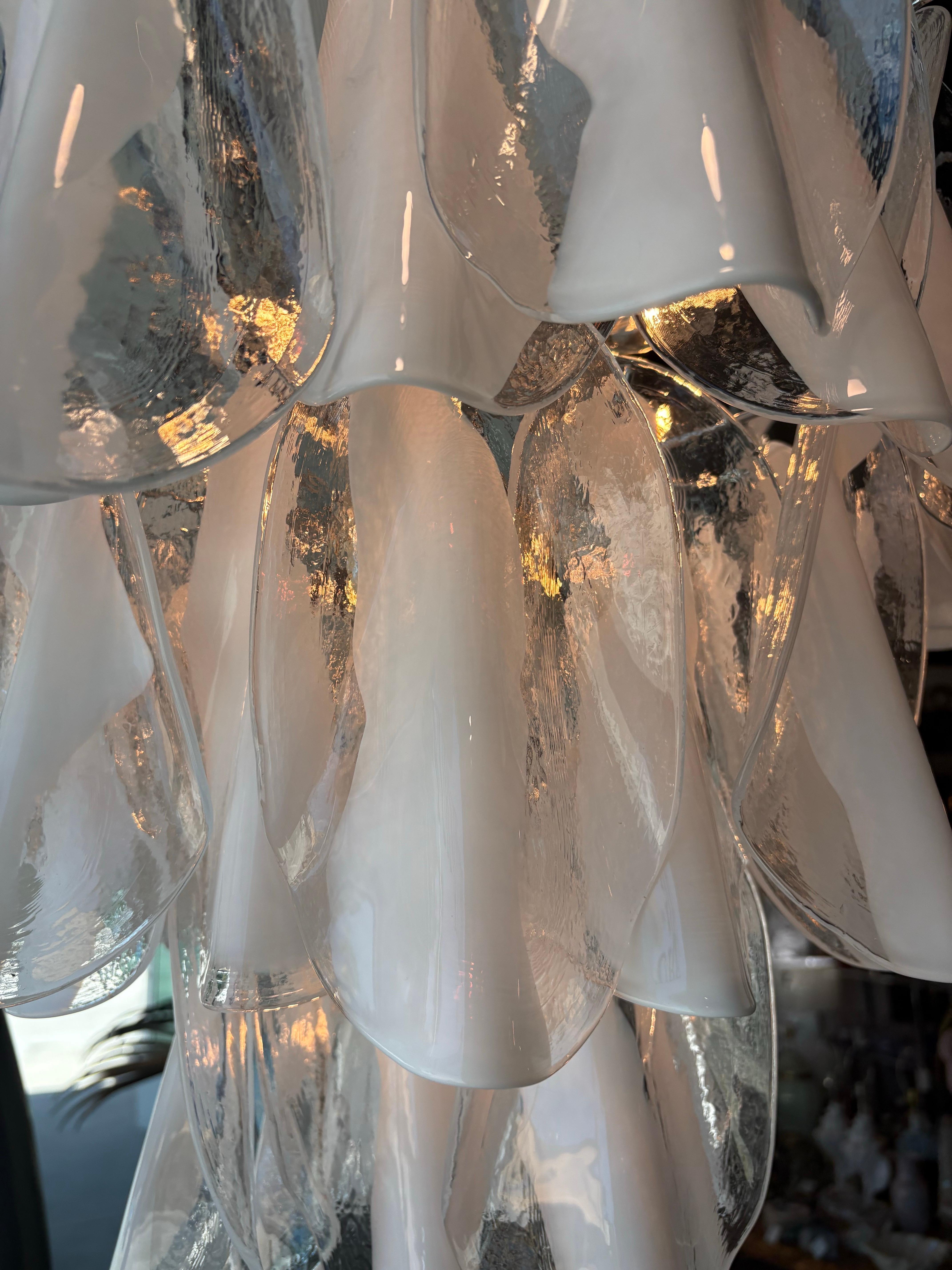 Vintage By 1960 Mazzega Murano Grande Lampadario a 3 livelli in vetro Cromo in vendita 2
