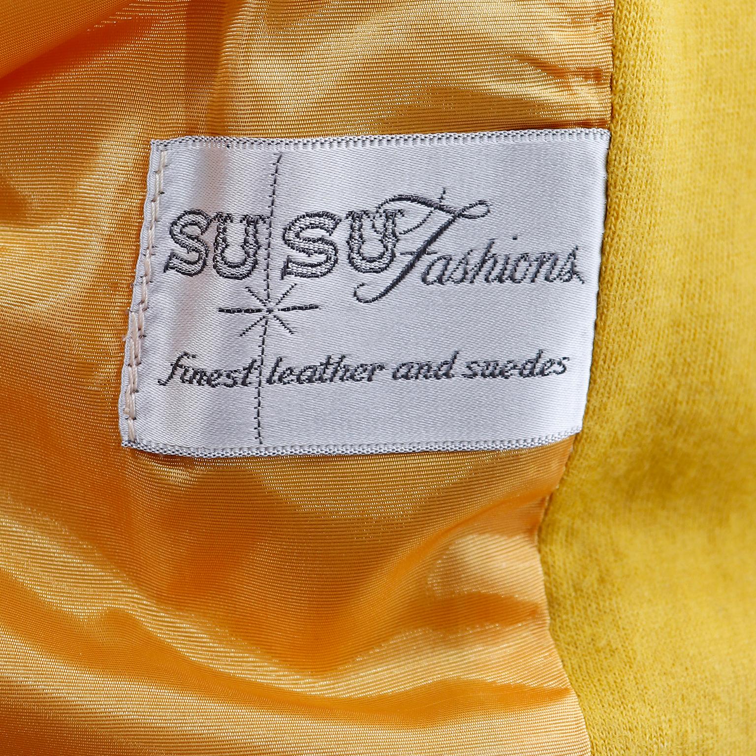Vintage 1960s Mustard Yellow Trompe L'oeil Dress & Jacket W Orange & Purple Trim 7