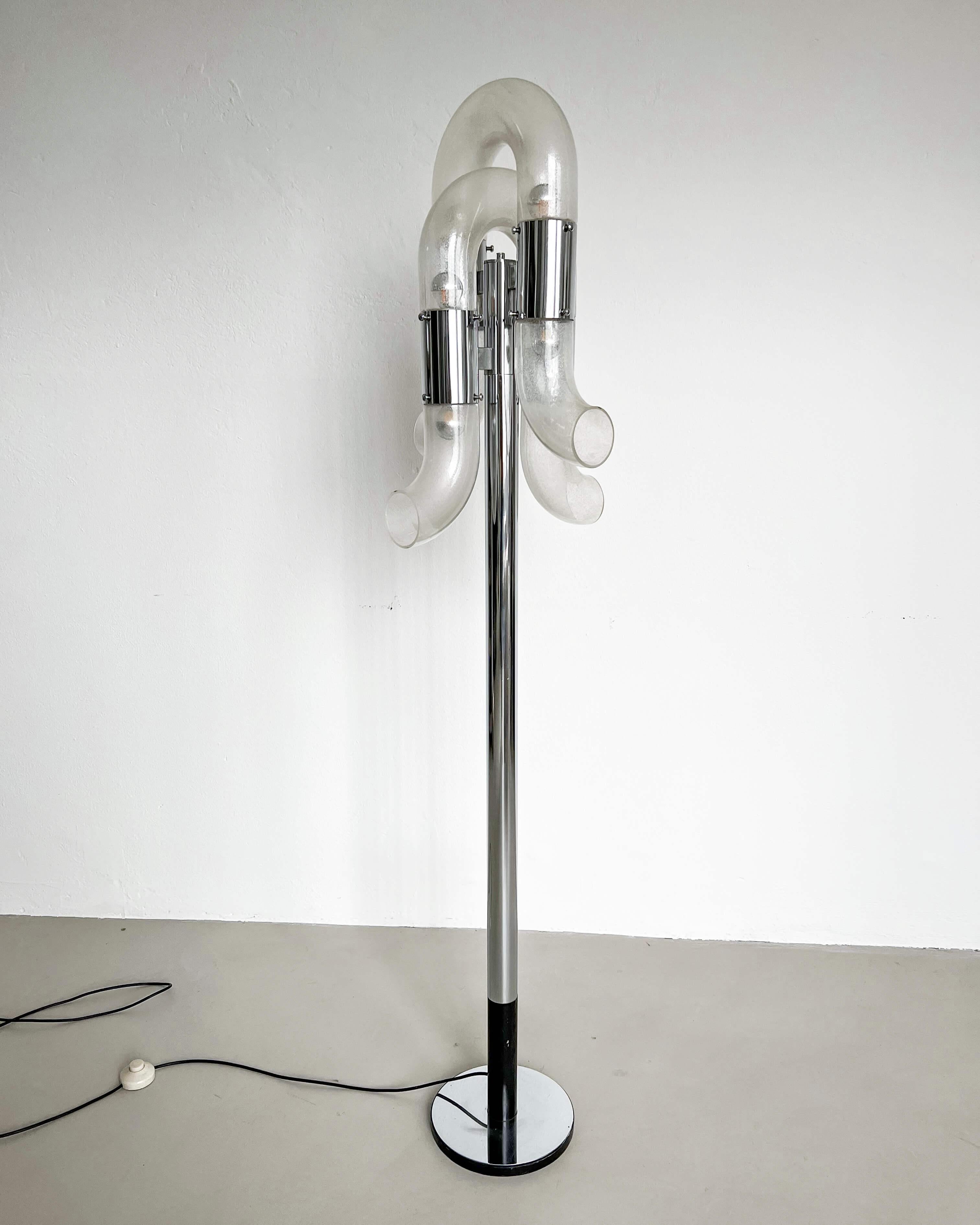 Ère spatiale Vintage 1960s Nason Catena Floor Lamp, Italian Space AGE, Murano Glass and Metal en vente