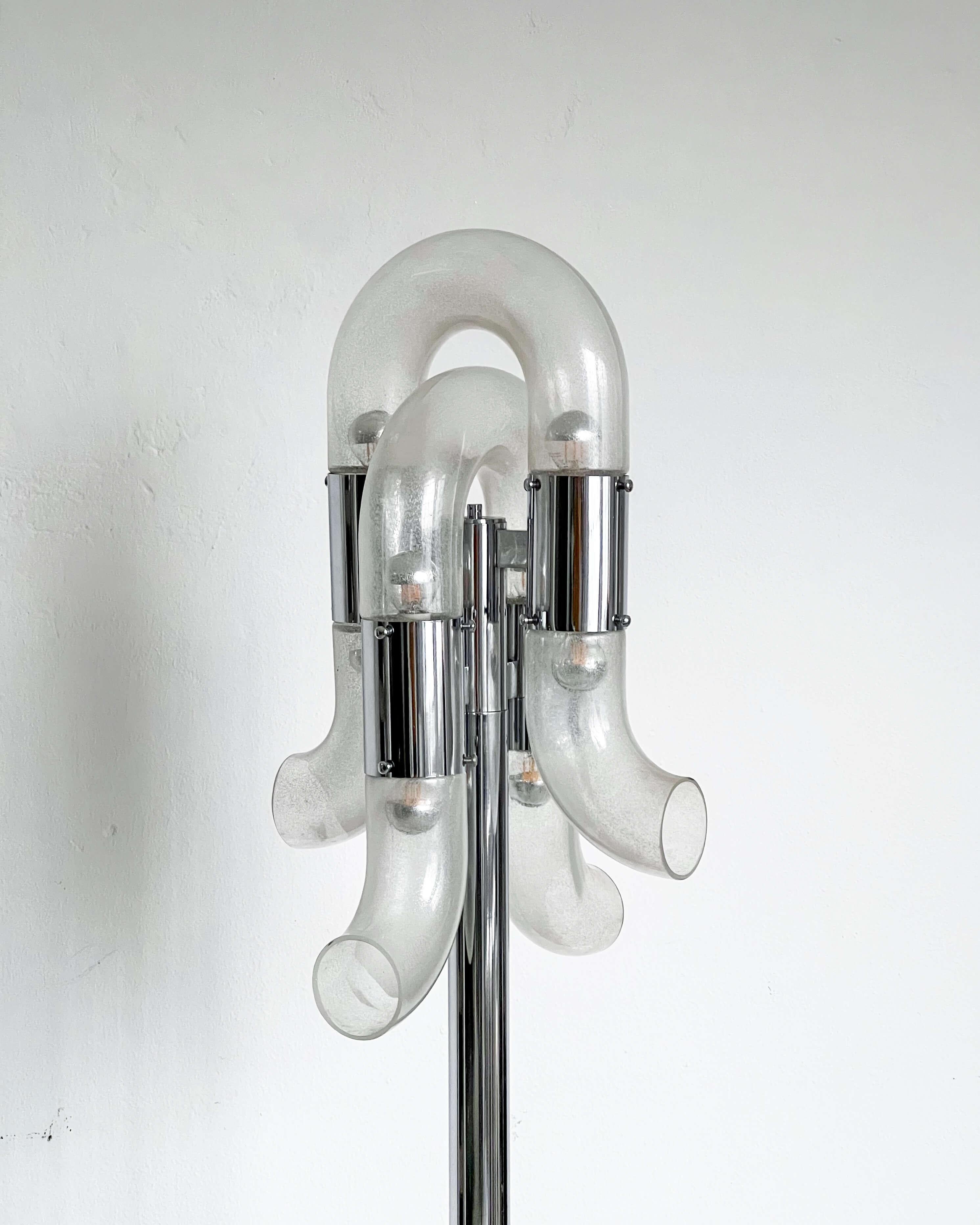italien Vintage 1960s Nason Catena Floor Lamp, Italian Space AGE, Murano Glass and Metal en vente