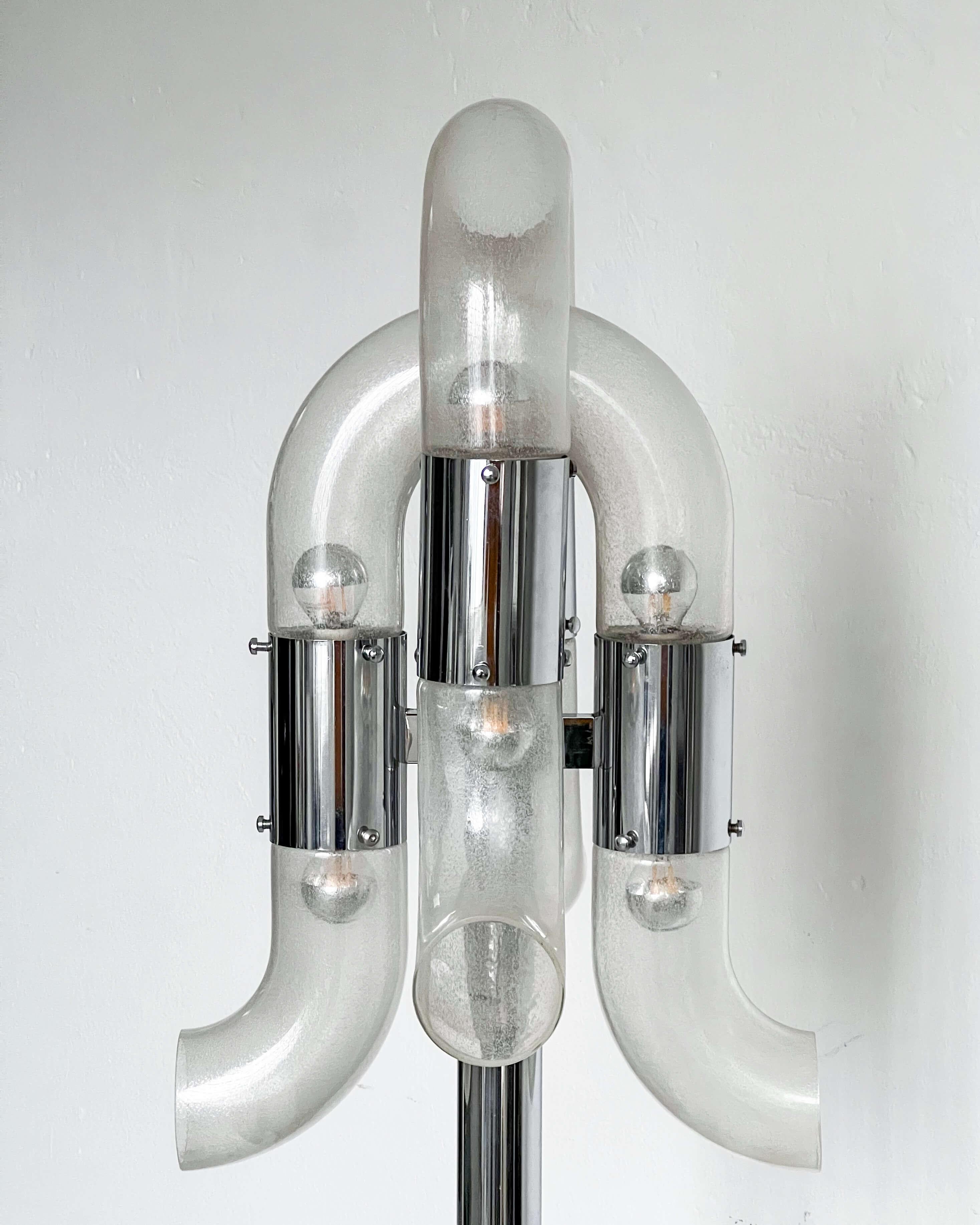 Vintage 1960s Nason Catena Floor Lamp, Italian Space AGE, Murano Glass and Metal Bon état - En vente à Milano, IT