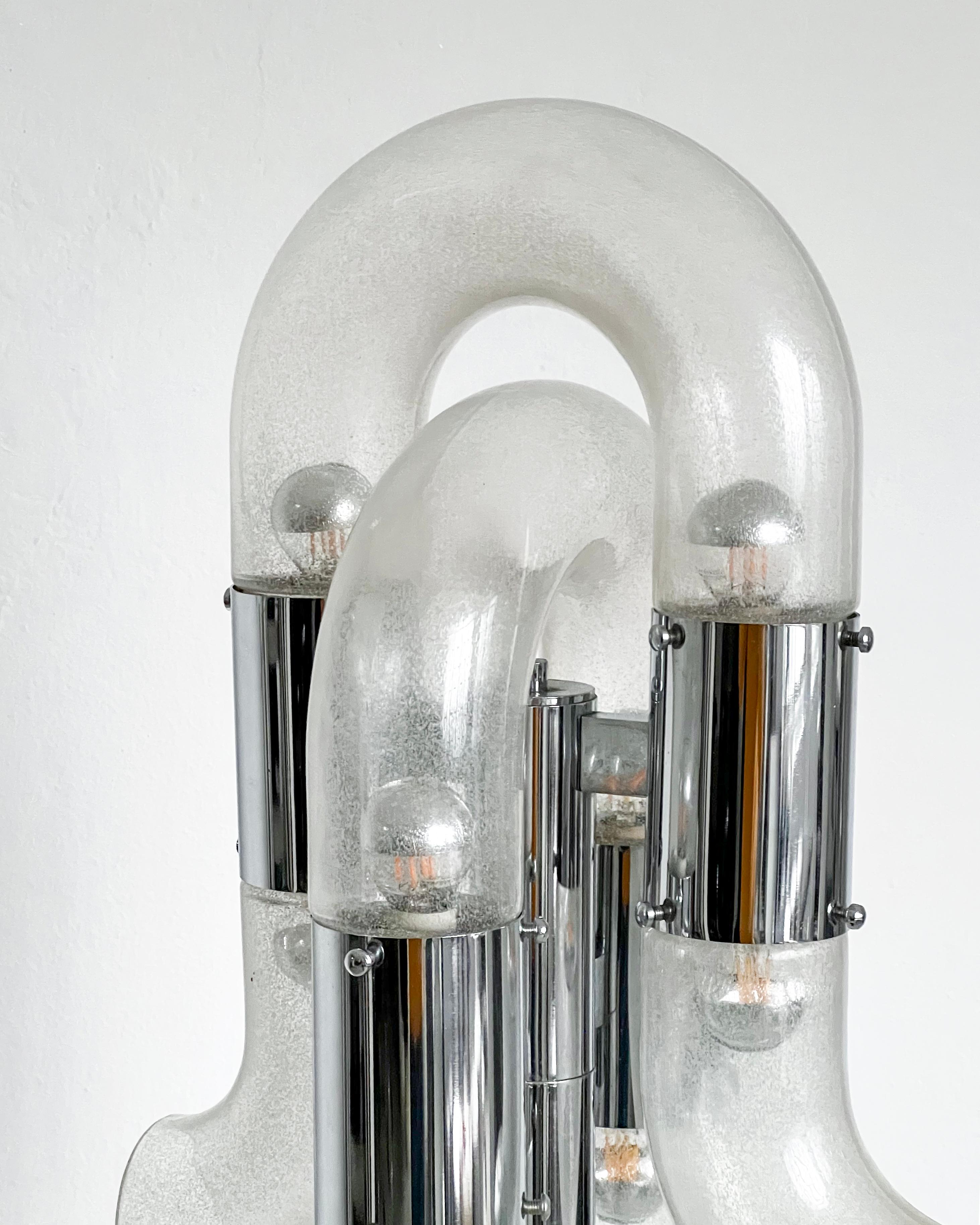 Lampadaire vintage Nason Catena des années 1960, ère spatiale italienne, verre de Murano et métal Bon état - En vente à Milano, IT