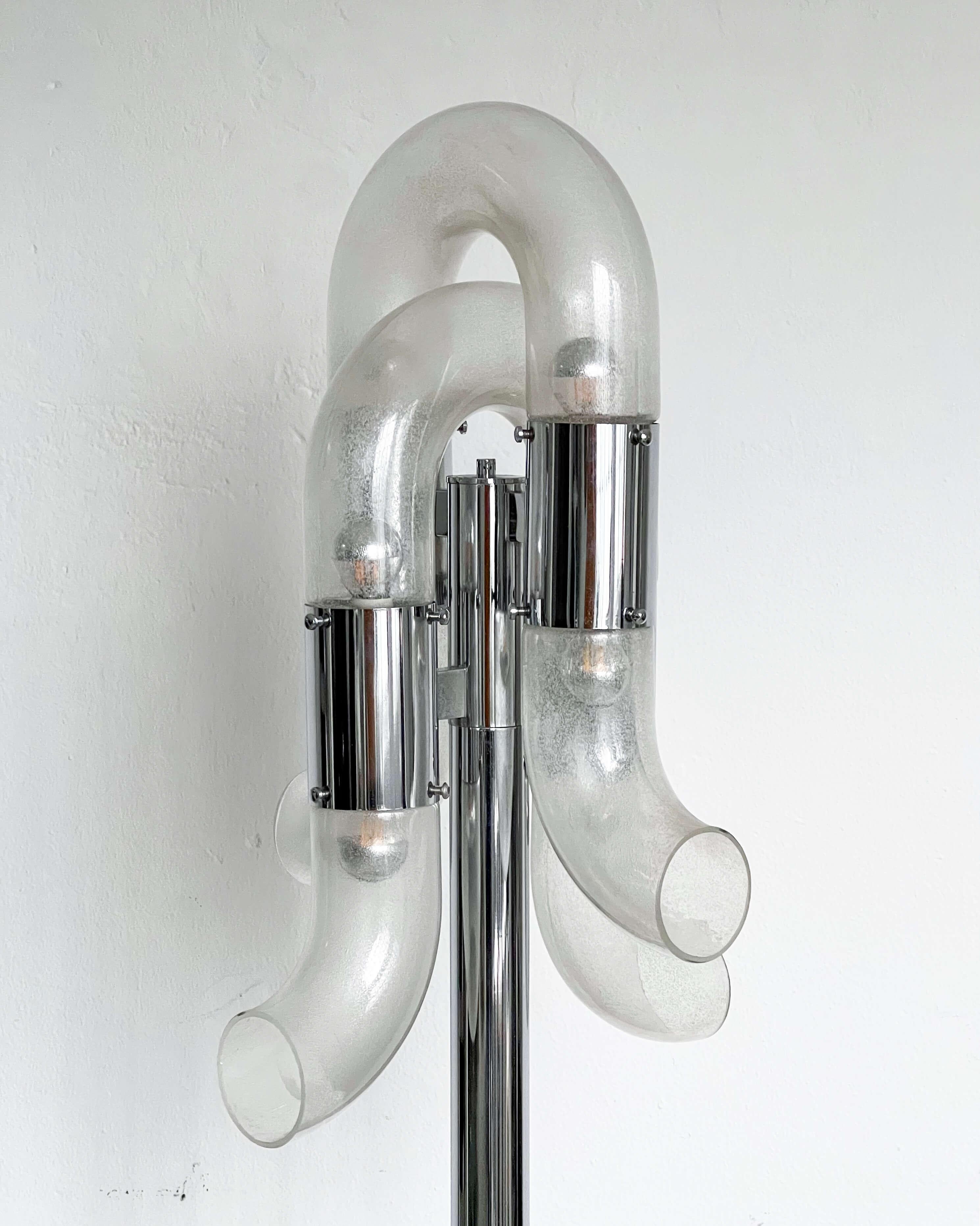 Milieu du XXe siècle Vintage 1960s Nason Catena Floor Lamp, Italian Space AGE, Murano Glass and Metal en vente
