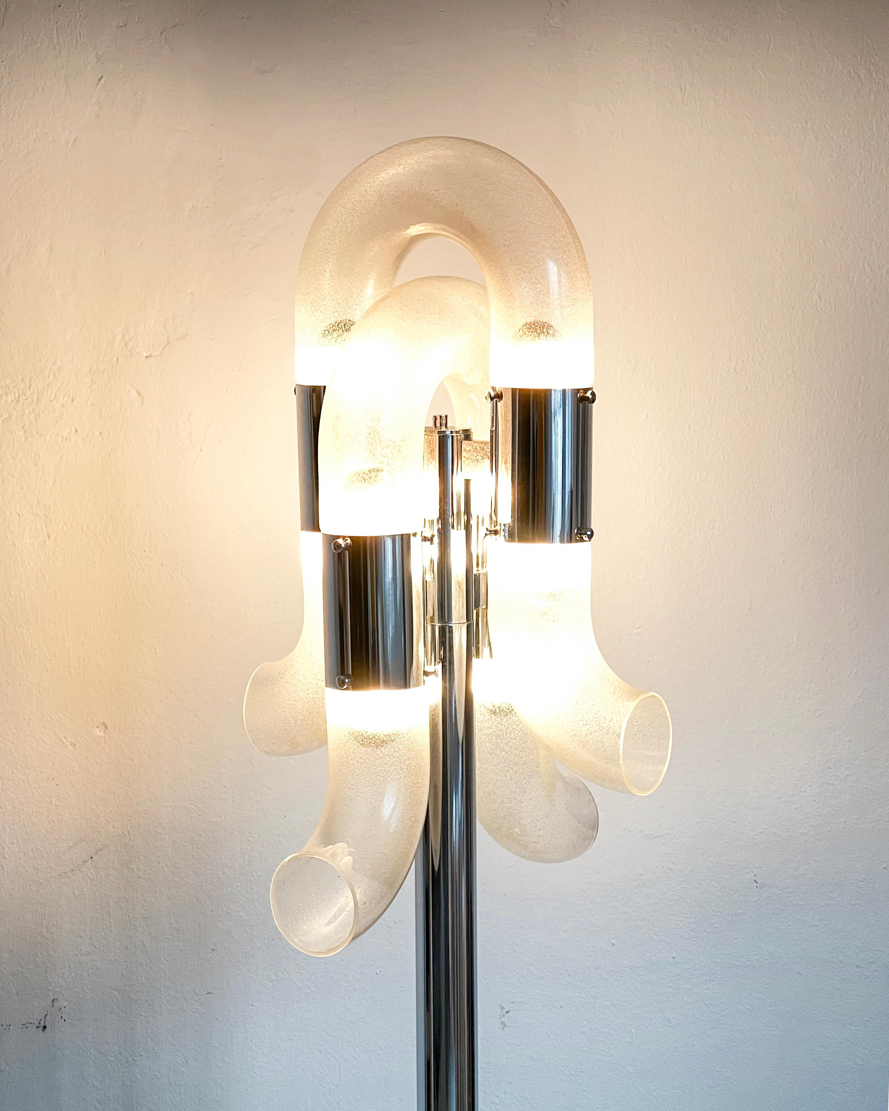 Metal Vintage Sculptural Murano glass floor lamp, Catena by Carlo Nason for Mazzega For Sale
